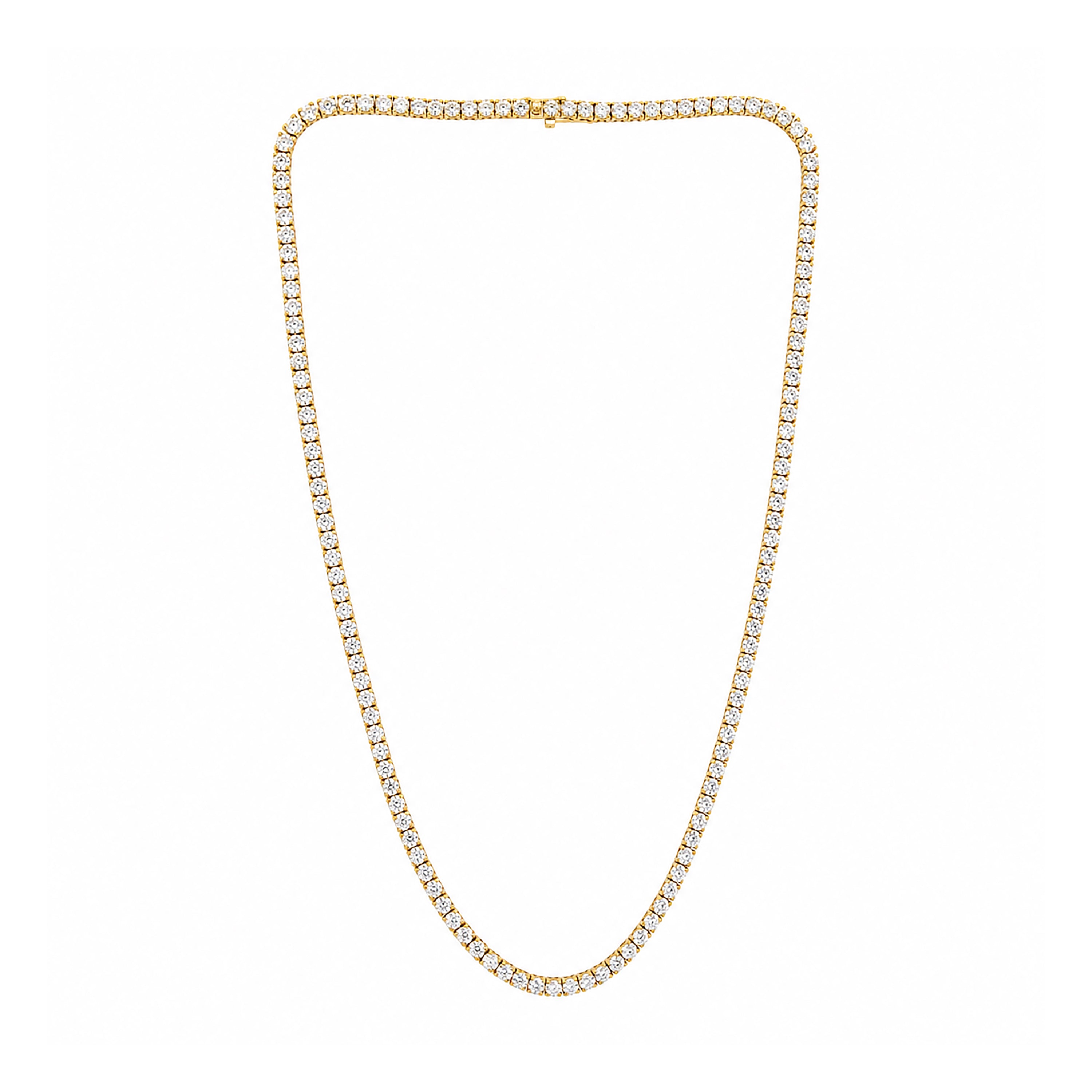 Venturant Lab Grown Diamond (F/VS+) 15.00 carat Round cut Sterling Silver Tennis Necklace - Sterling Silver | Gold over Silver