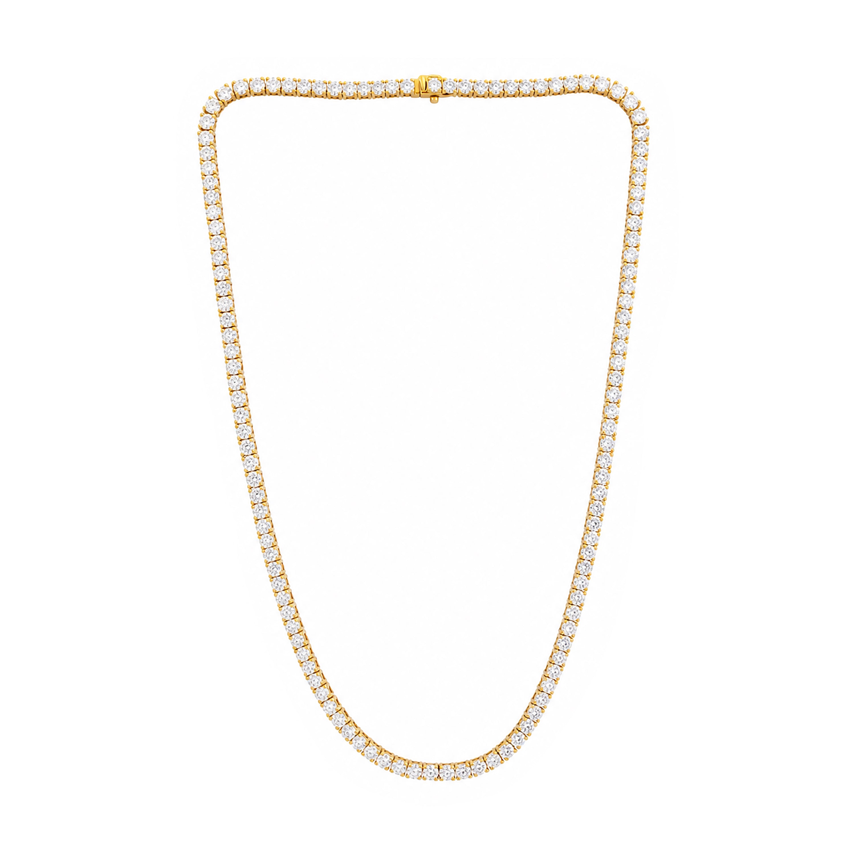 Venturant Lab Grown Diamond (F/VS+) 20.00 carat Round cut Sterling Silver Tennis Necklace - Sterling Silver | Gold over Silver