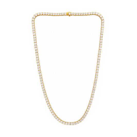 Venturant Lab Grown Diamond (F/VS+) 20.00 carat Round cut Sterling Silver Tennis Necklace - Sterling Silver | Gold over Silver