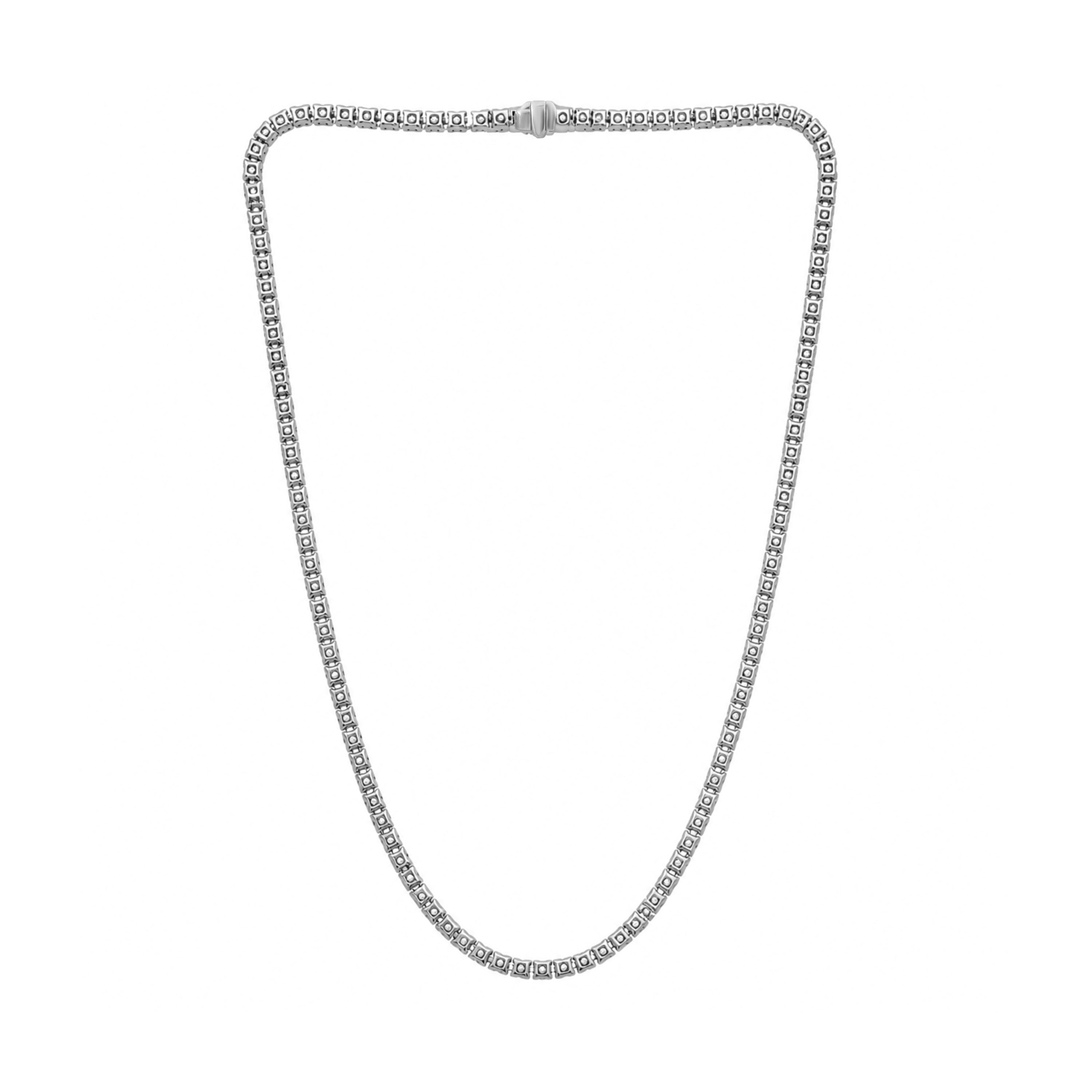 Venturant Lab Grown Diamond (F/VS+) 12.00 carat Round cut Sterling Silver Tennis Necklace - Sterling Silver | Gold over Silver