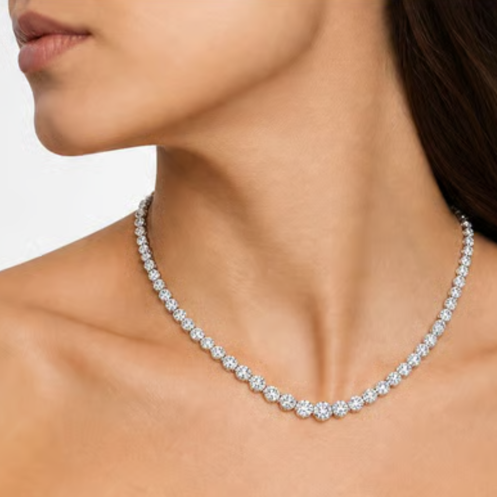 Venturant 5.00-20.00 Carat T.W. Round-cut Lab Grown Diamond (F/VS) 14K Gold Tennis Necklace - Assorted Colors & Carat