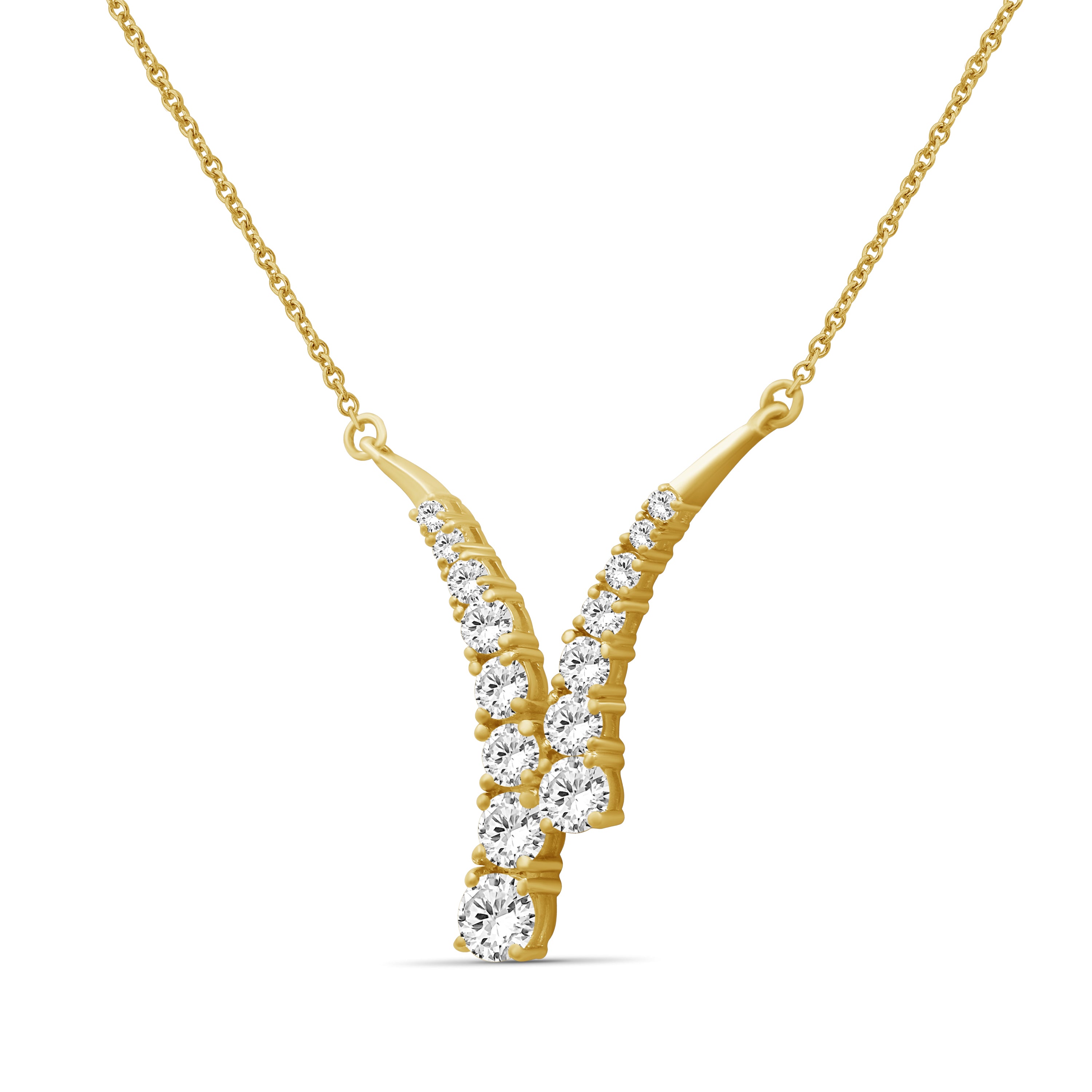 Venturant Lab Grown Diamond (F/VS+) 3.00 carat Round cut Sterling Silver Y Necklace - Sterling Silver | Gold over Silver