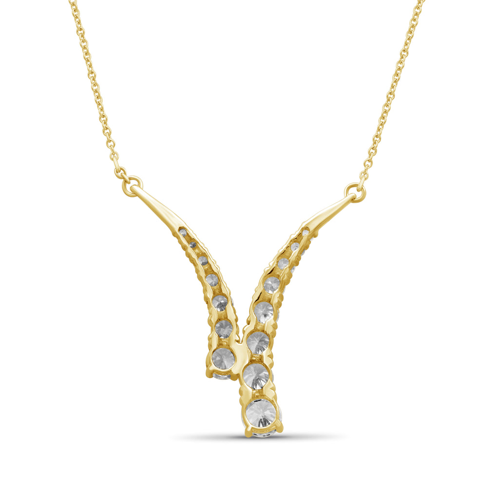 Venturant Lab Grown Diamond (F/VS+) 3.00 carat Round cut Sterling Silver Y Necklace - Sterling Silver | Gold over Silver