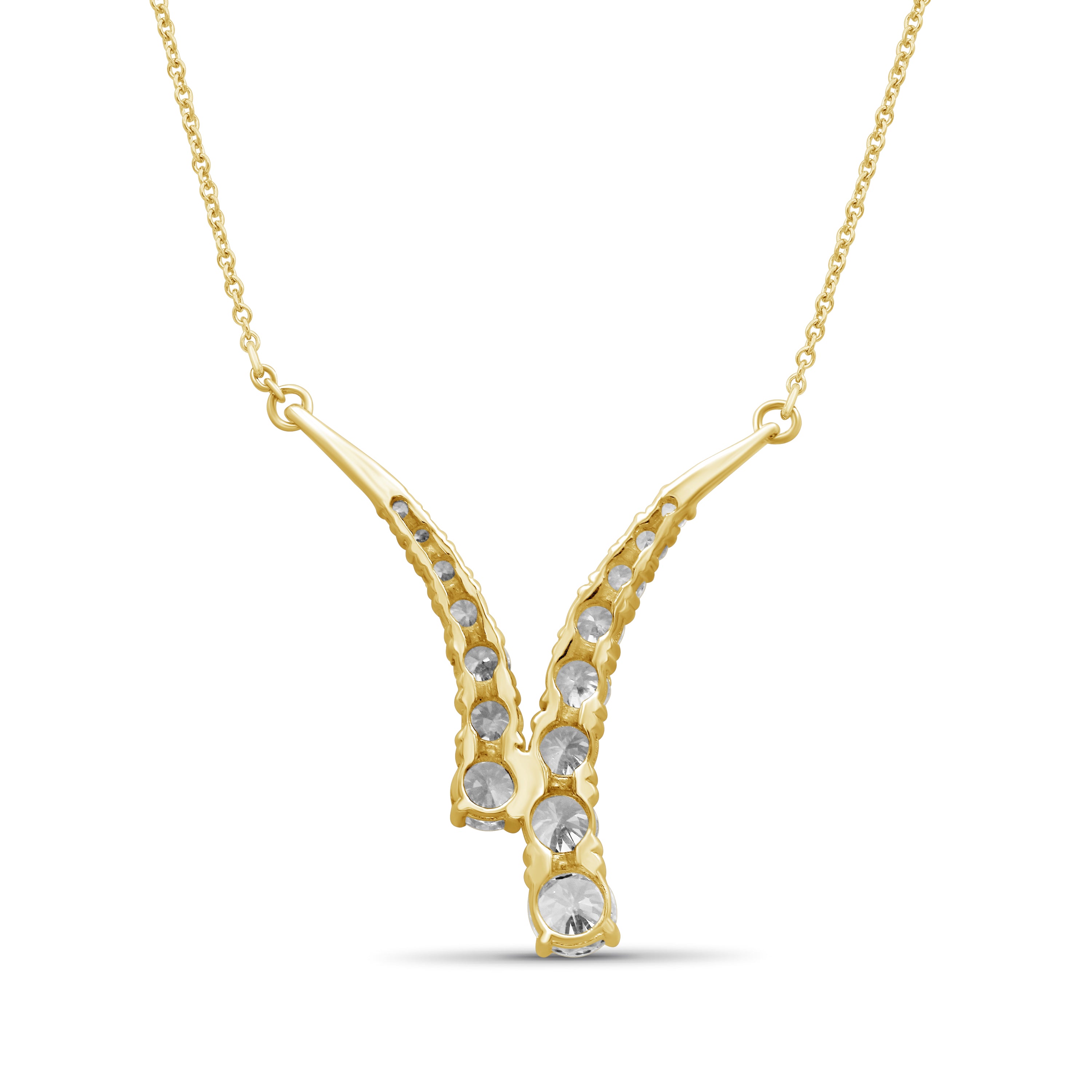 Venturant Lab Grown Diamond (F/VS+) 3.00 carat Round cut Sterling Silver Y Necklace - Sterling Silver | Gold over Silver