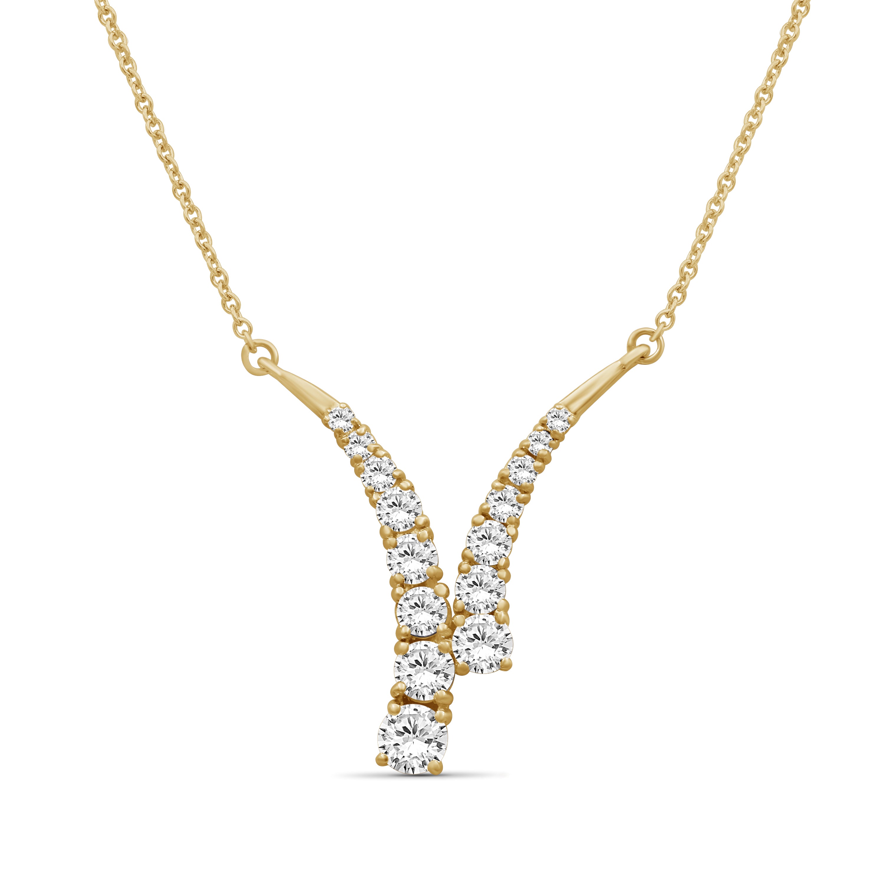 Venturant Lab Grown Diamond (F/VS+) 3.00 carat Round cut Sterling Silver Y Necklace - Sterling Silver | Gold over Silver