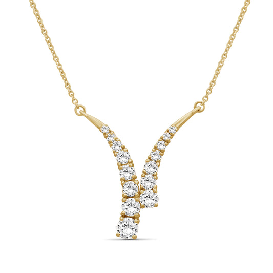 Venturant Lab Grown Diamond (F/VS+) 3.00 carat Round cut Sterling Silver Y Necklace - Sterling Silver | Gold over Silver