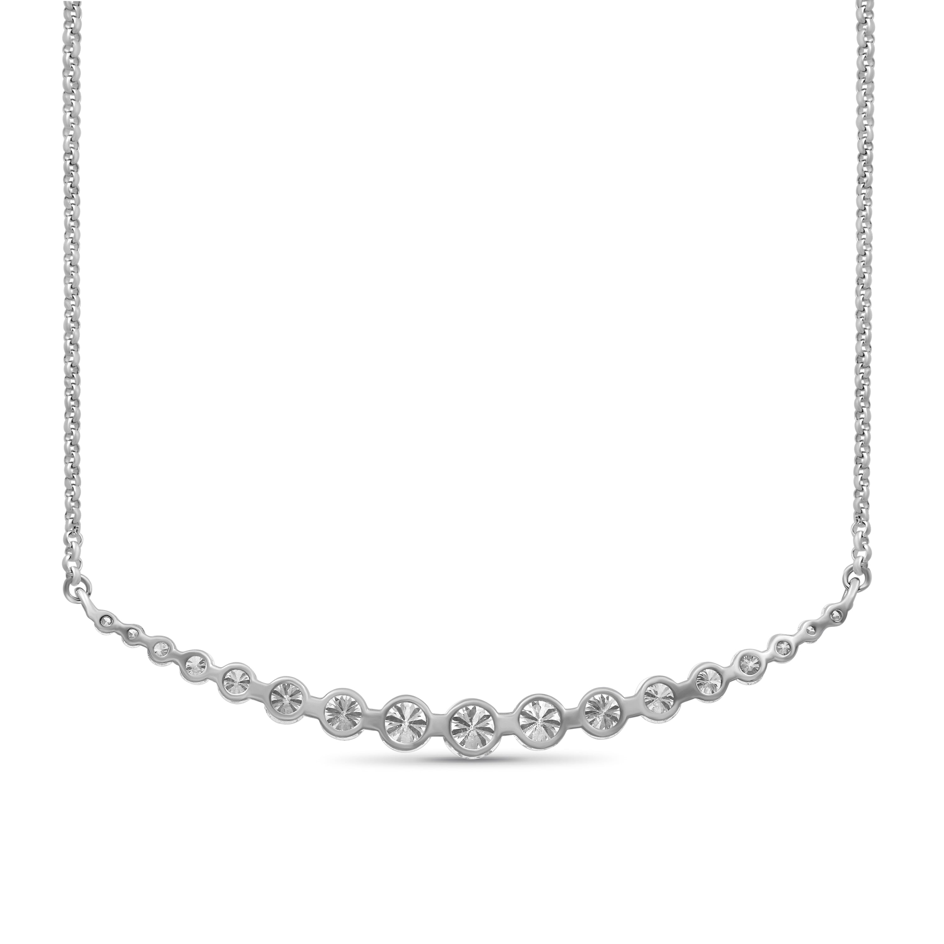 Venturant Lab Grown Diamond (F/VS+) 2.00 carat Round cut Sterling Silver Smile Necklace - Sterling Silver | Gold over Silver