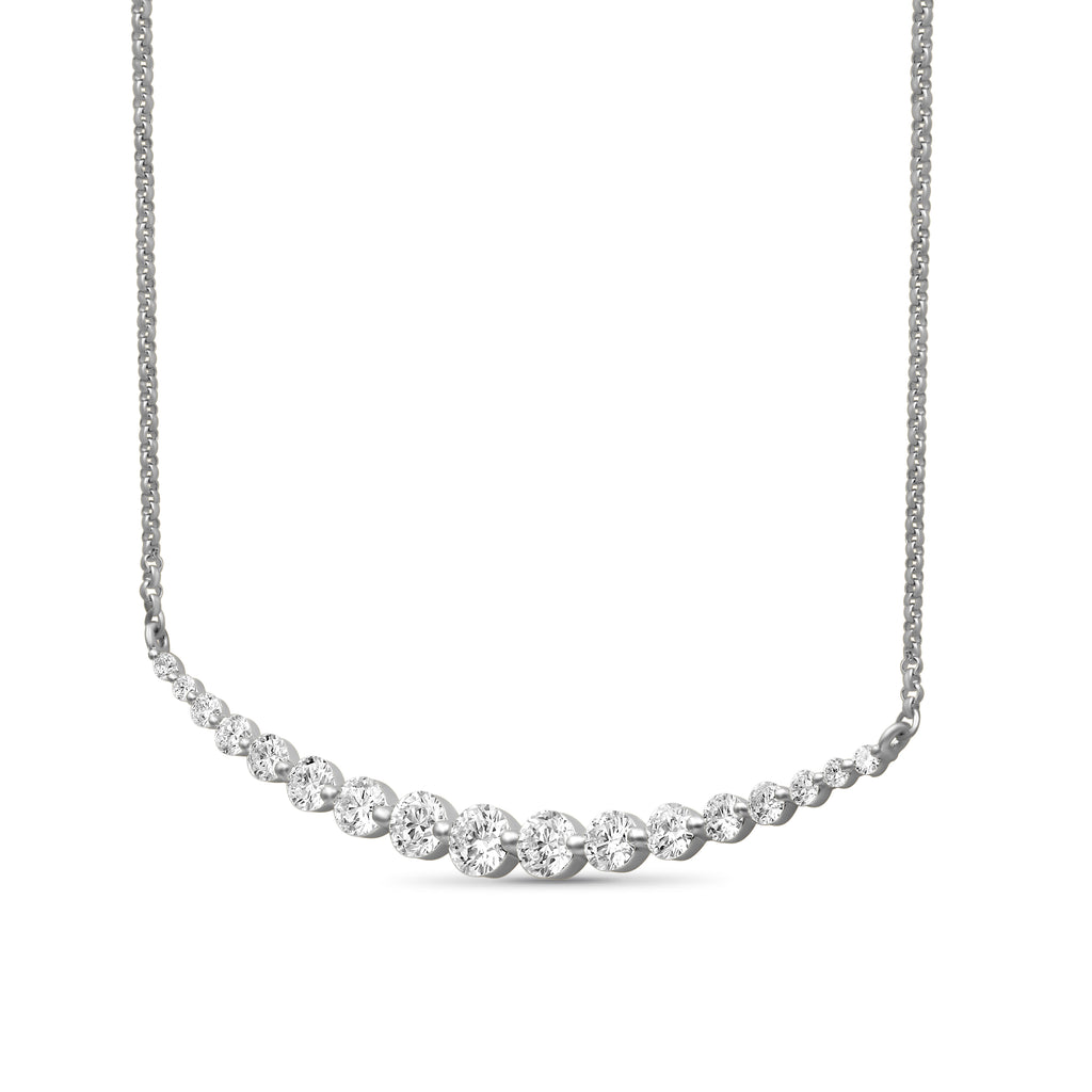 Venturant Lab Grown Diamond (F/VS+) 2.00 carat Round cut Sterling Silver Smile Necklace - Sterling Silver | Gold over Silver