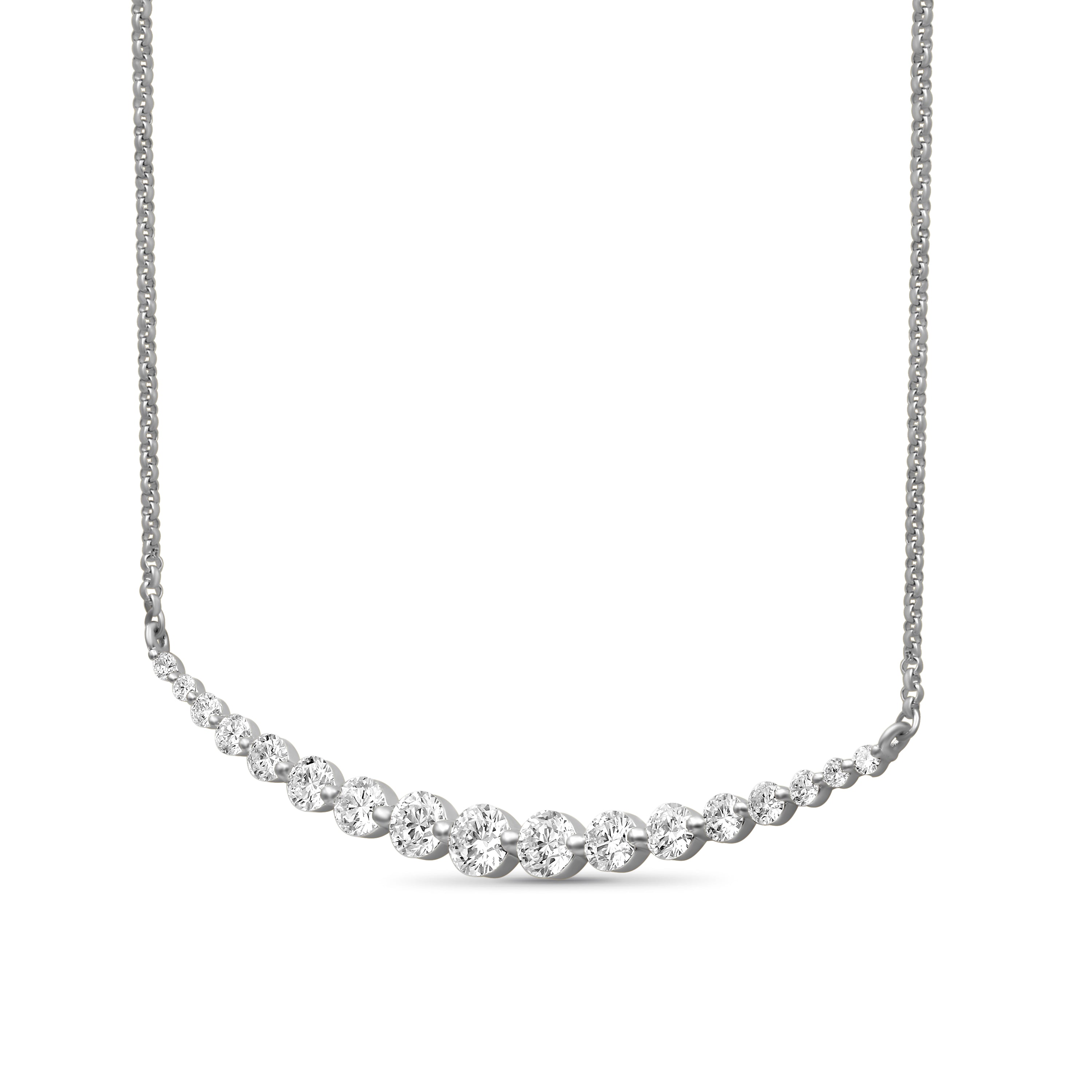 Venturant Lab Grown Diamond (F/VS+) 2.00 carat Round cut Sterling Silver Smile Necklace - Sterling Silver | Gold over Silver