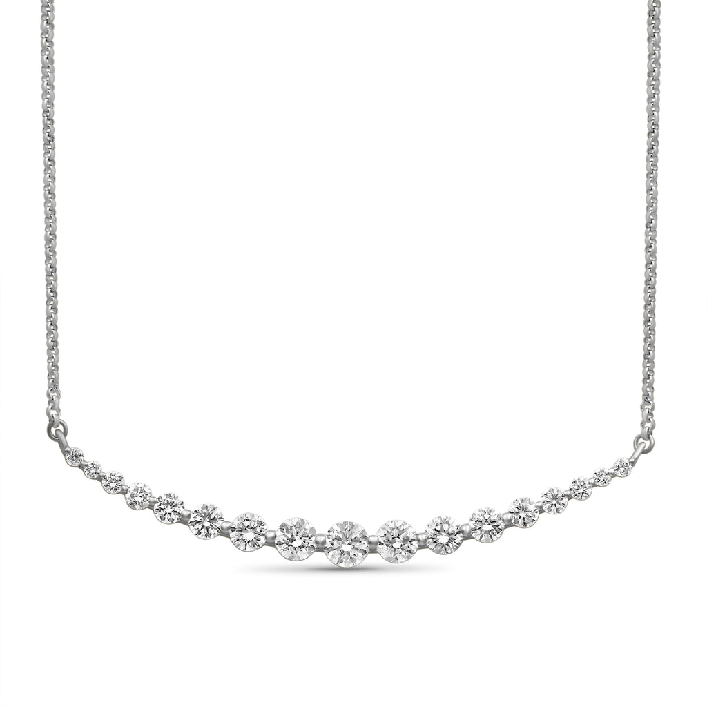 Venturant Lab Grown Diamond (F/VS+) 2.00 carat Round cut Sterling Silver Smile Necklace - Sterling Silver | Gold over Silver