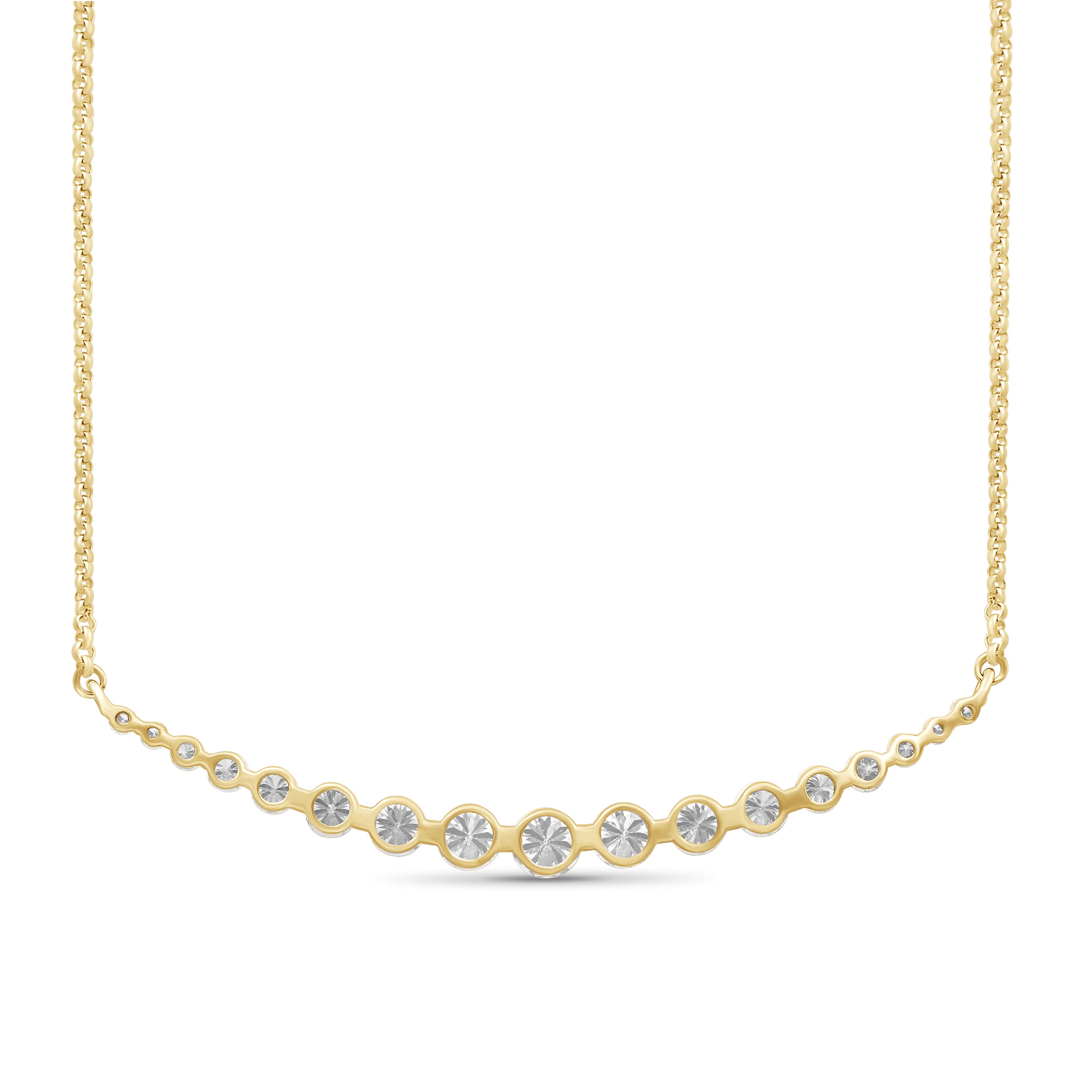 Venturant Lab Grown Diamond (F/VS+) 2.00 carat Round cut Sterling Silver Smile Necklace - Sterling Silver | Gold over Silver