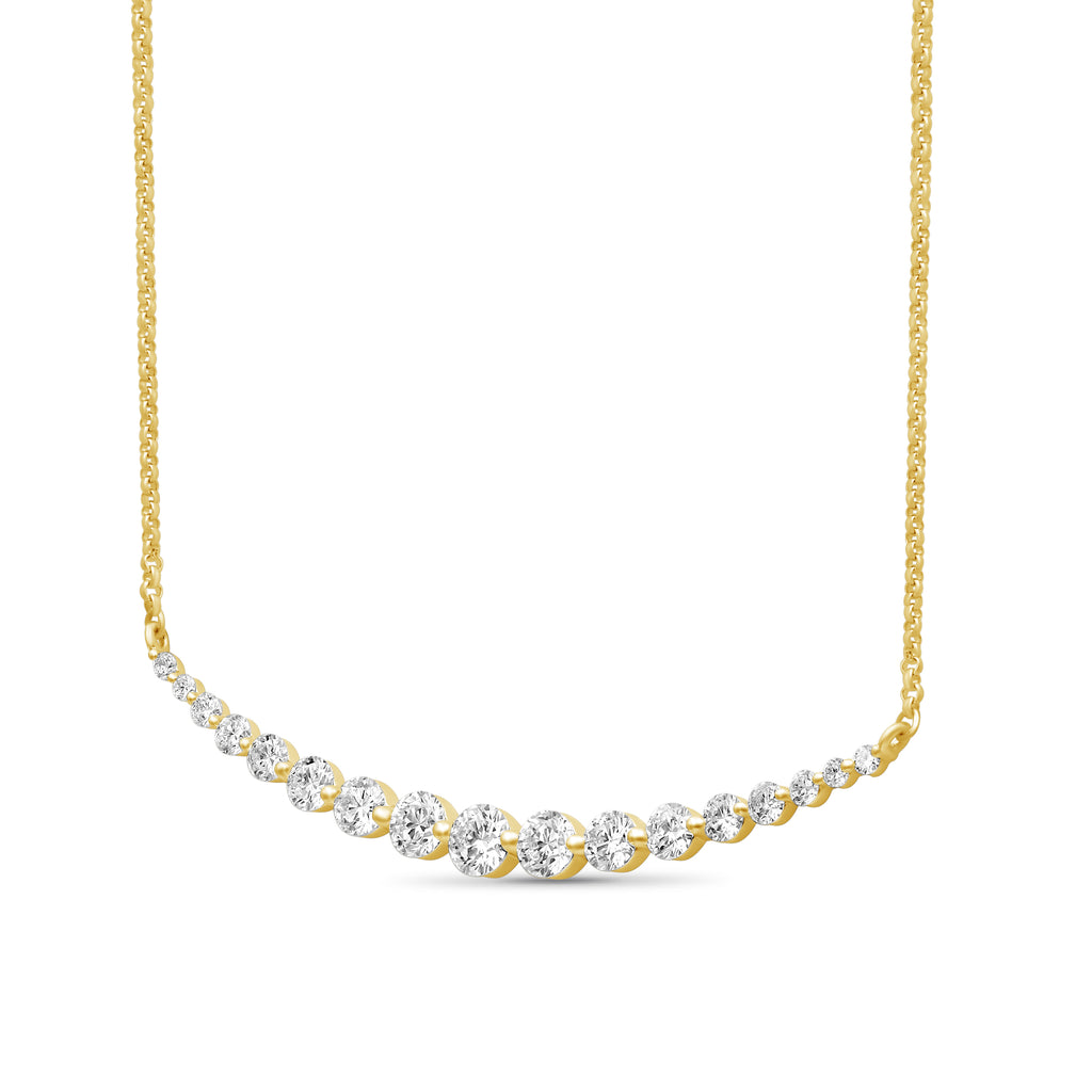 Venturant Lab Grown Diamond (F/VS+) 2.00 carat Round cut Sterling Silver Smile Necklace - Sterling Silver | Gold over Silver
