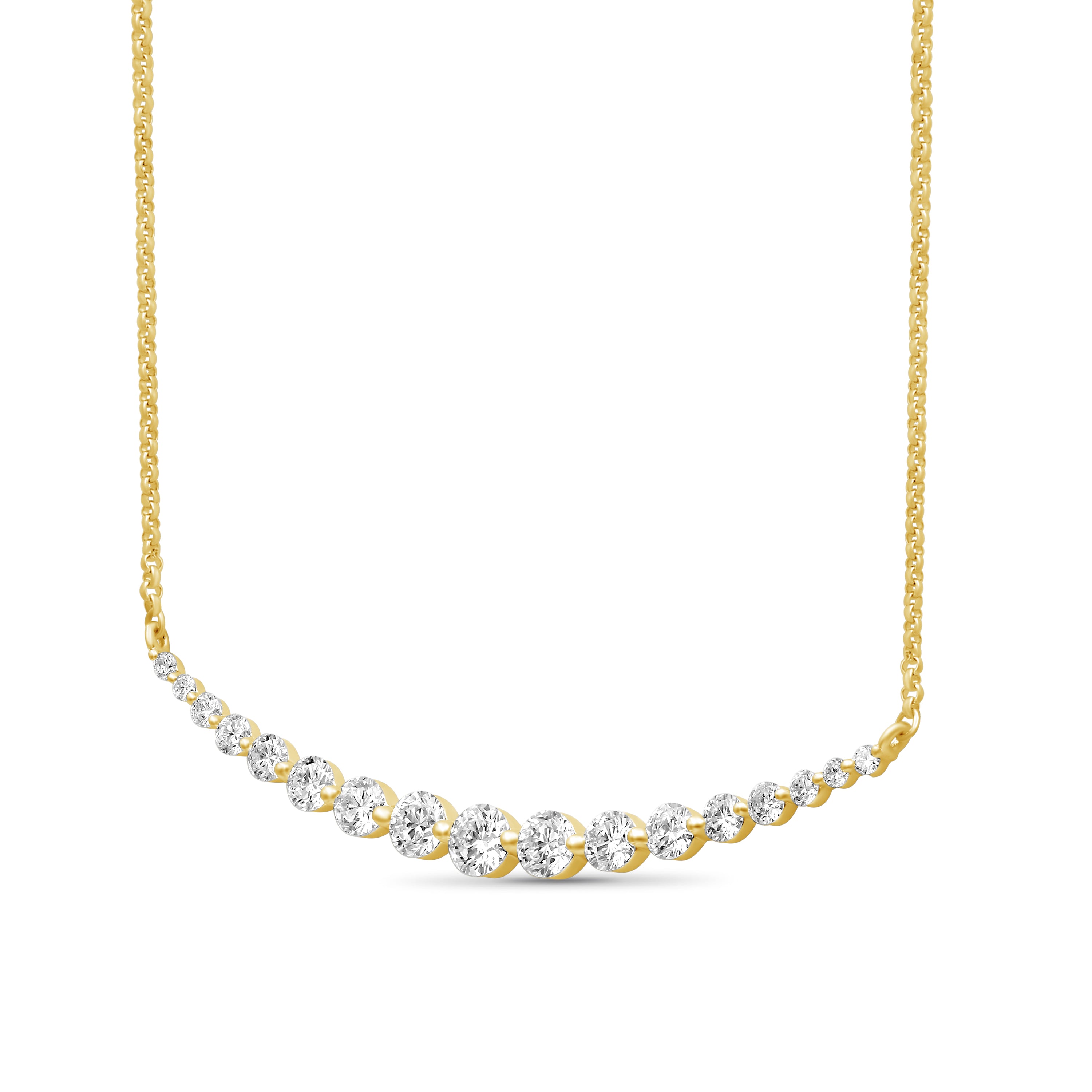 Venturant Lab Grown Diamond (F/VS+) 2.00 carat Round cut Sterling Silver Smile Necklace - Sterling Silver | Gold over Silver