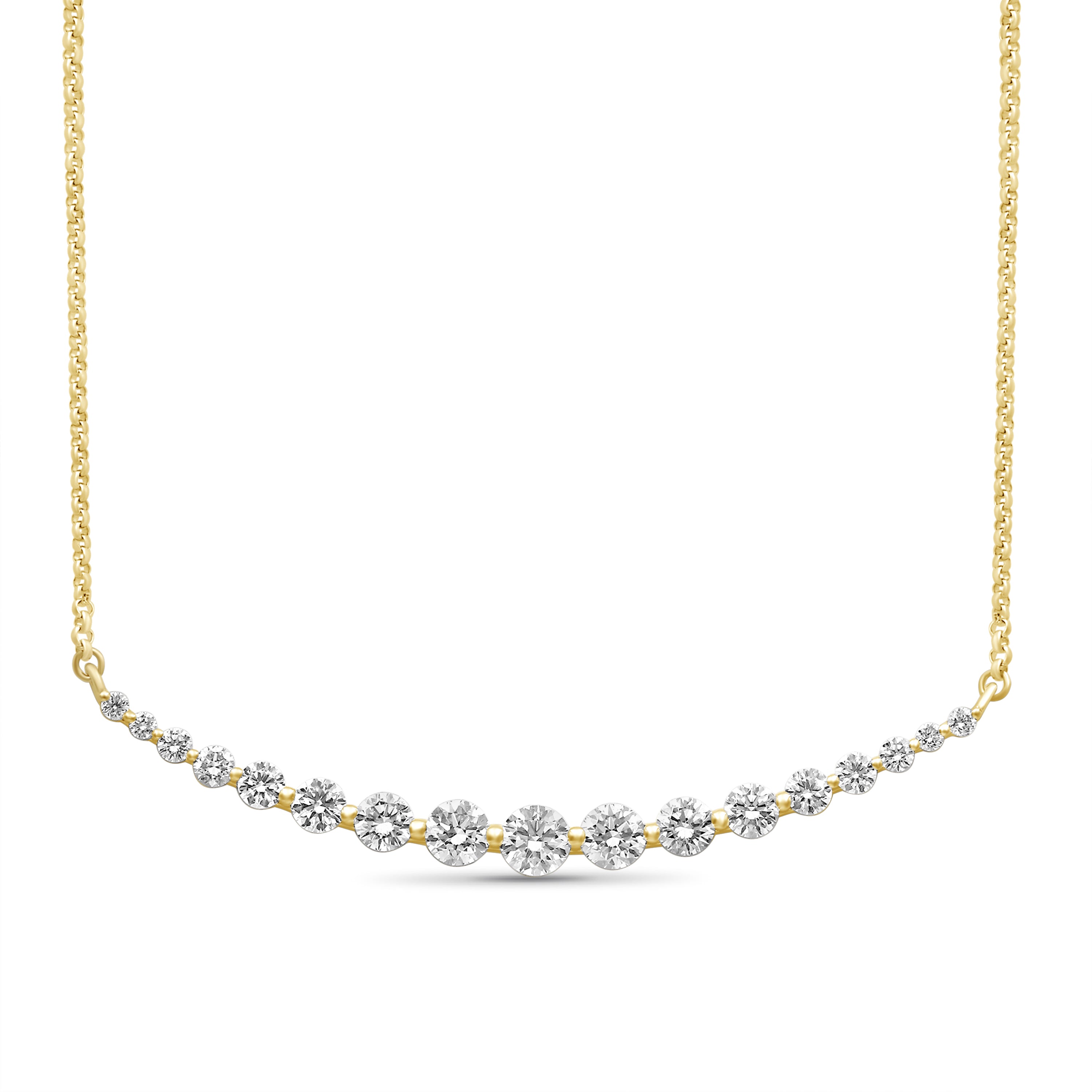 Venturant Lab Grown Diamond (F/VS+) 2.00 carat Round cut Sterling Silver Smile Necklace - Sterling Silver | Gold over Silver