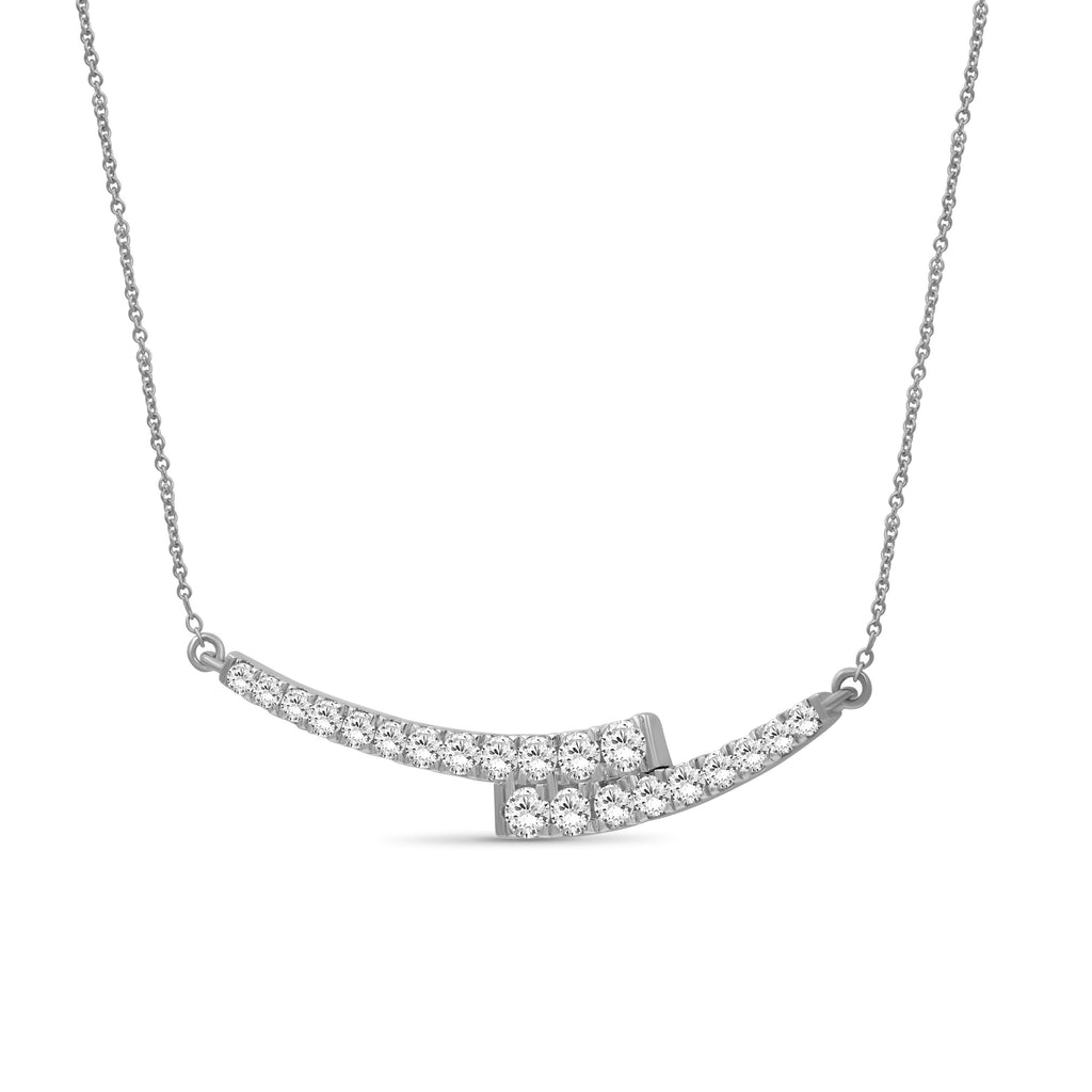 Venturant Lab Grown Diamond (F/VS+) 1.00 carat Round cut Sterling Silver Smile Necklace - Sterling Silver | Gold over Silver