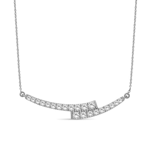 Venturant Lab Grown Diamond (F/VS+) 1.00 carat Round cut Sterling Silver Smile Necklace - Sterling Silver | Gold over Silver