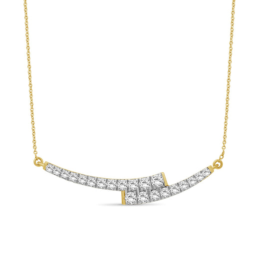 Venturant Lab Grown Diamond (F/VS+) 1.00 carat Round cut Sterling Silver Smile Necklace - Sterling Silver | Gold over Silver
