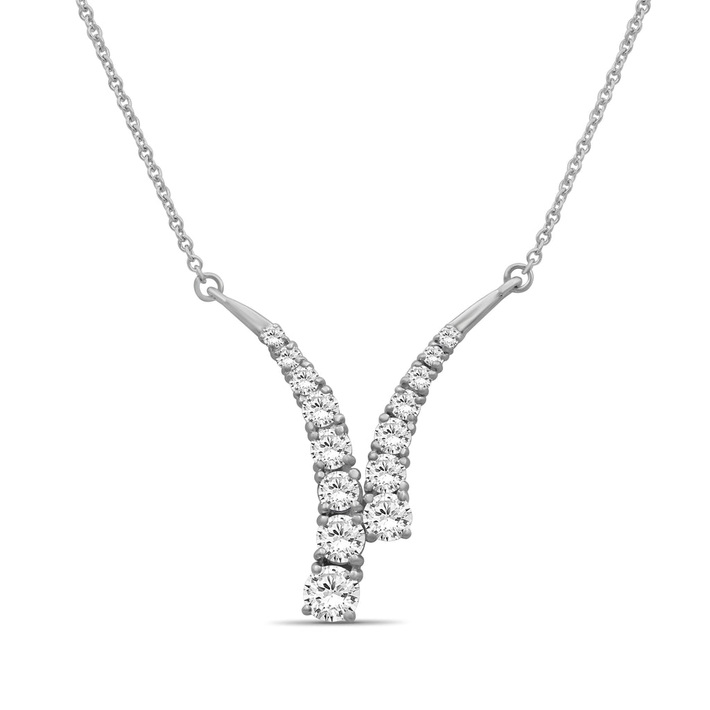 Venturant Lab Grown Diamond (F/VS+) 3.00 carat Round cut Sterling Silver Y Necklace - Sterling Silver | Gold over Silver