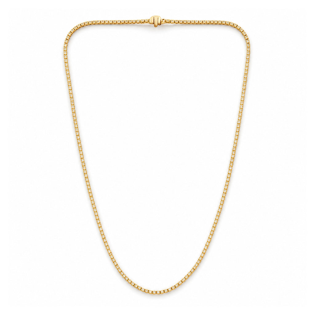 Venturant Lab Grown Diamond (F/VS+) 7.00 carat Round cut Sterling Silver Tennis Necklace - Sterling Silver | Gold over Silver