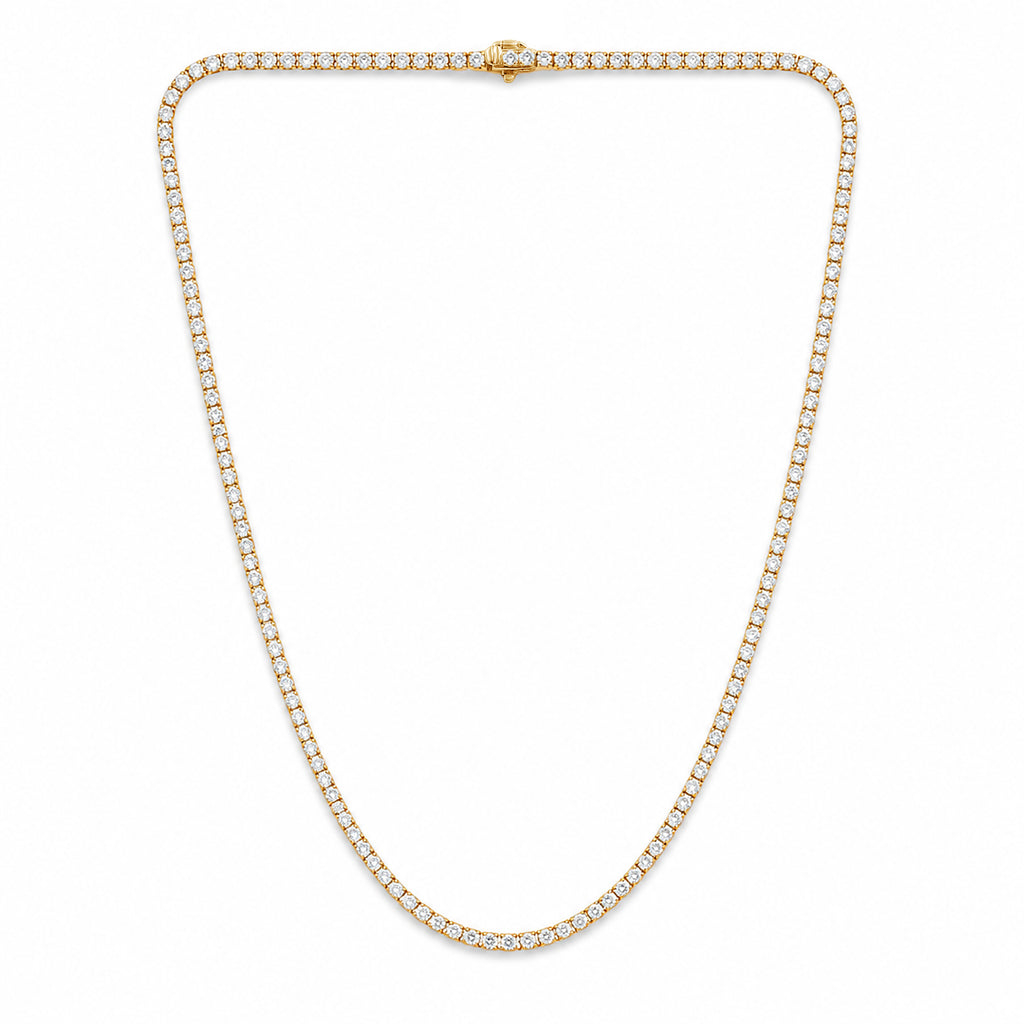 Venturant Lab Grown Diamond (F/VS+) 7.00 carat Round cut Sterling Silver Tennis Necklace - Sterling Silver | Gold over Silver