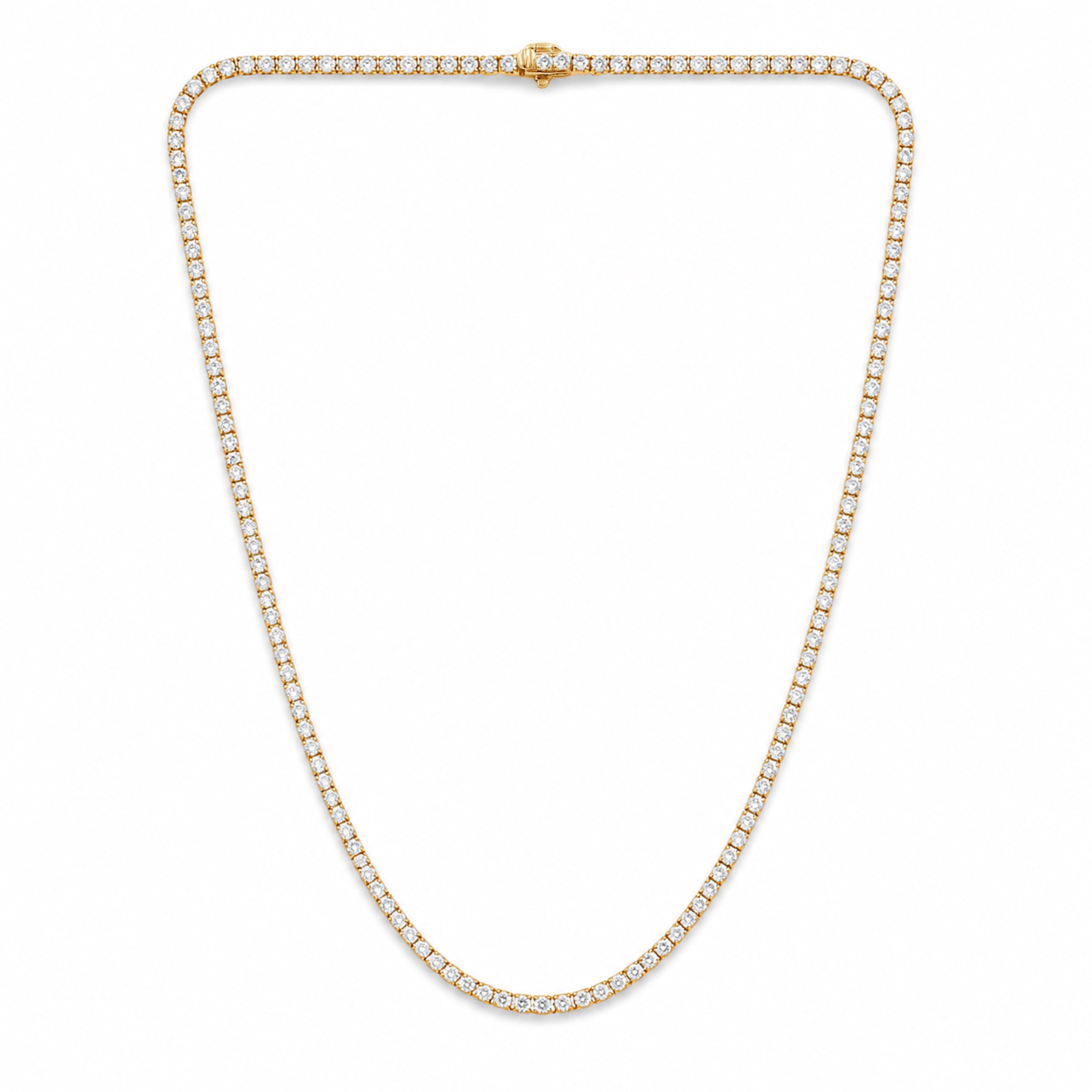 Venturant Lab Grown Diamond (F/VS+) 7.00 carat Round cut Sterling Silver Tennis Necklace - Sterling Silver | Gold over Silver