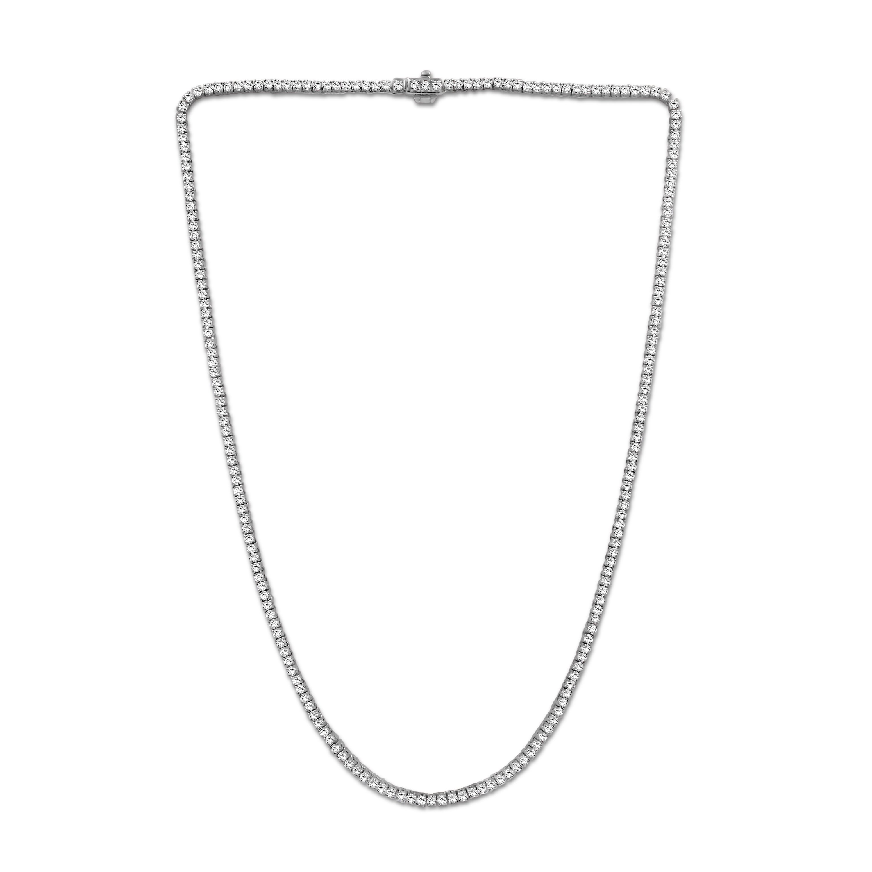 Venturant Lab Grown Diamond (F/VS+) 10.00 carat Round cut Sterling Silver Tennis Necklace - Sterling Silver | Gold over Silver