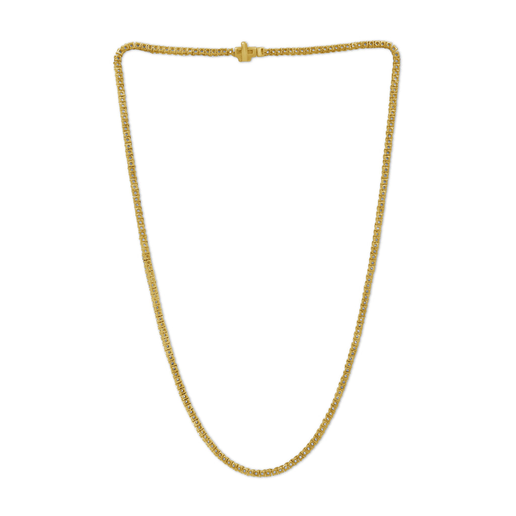 Venturant Lab Grown Diamond (F/VS+) 10.00 carat Round cut Sterling Silver Tennis Necklace - Sterling Silver | Gold over Silver