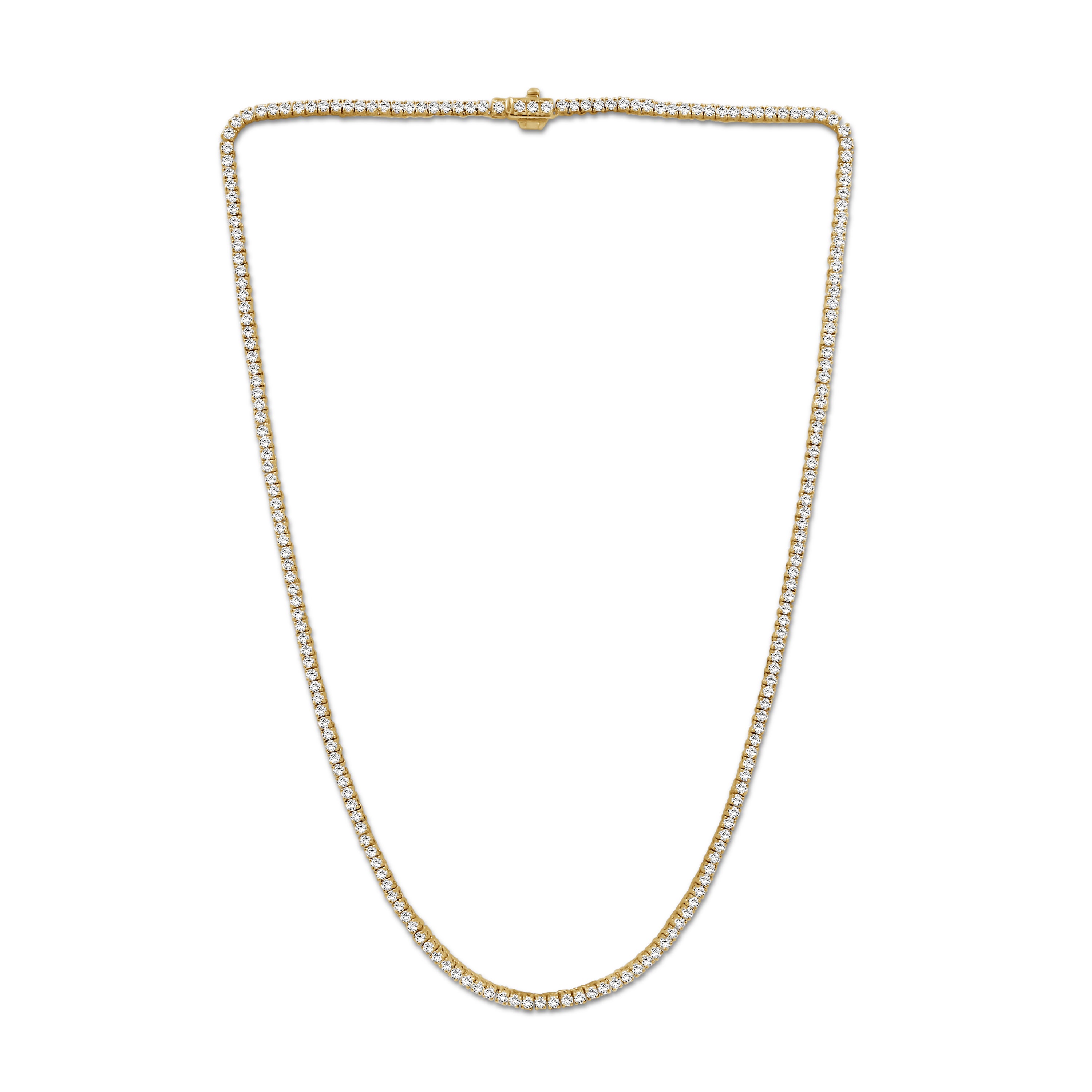 Venturant Lab Grown Diamond (F/VS+) 10.00 carat Round cut Sterling Silver Tennis Necklace - Sterling Silver | Gold over Silver