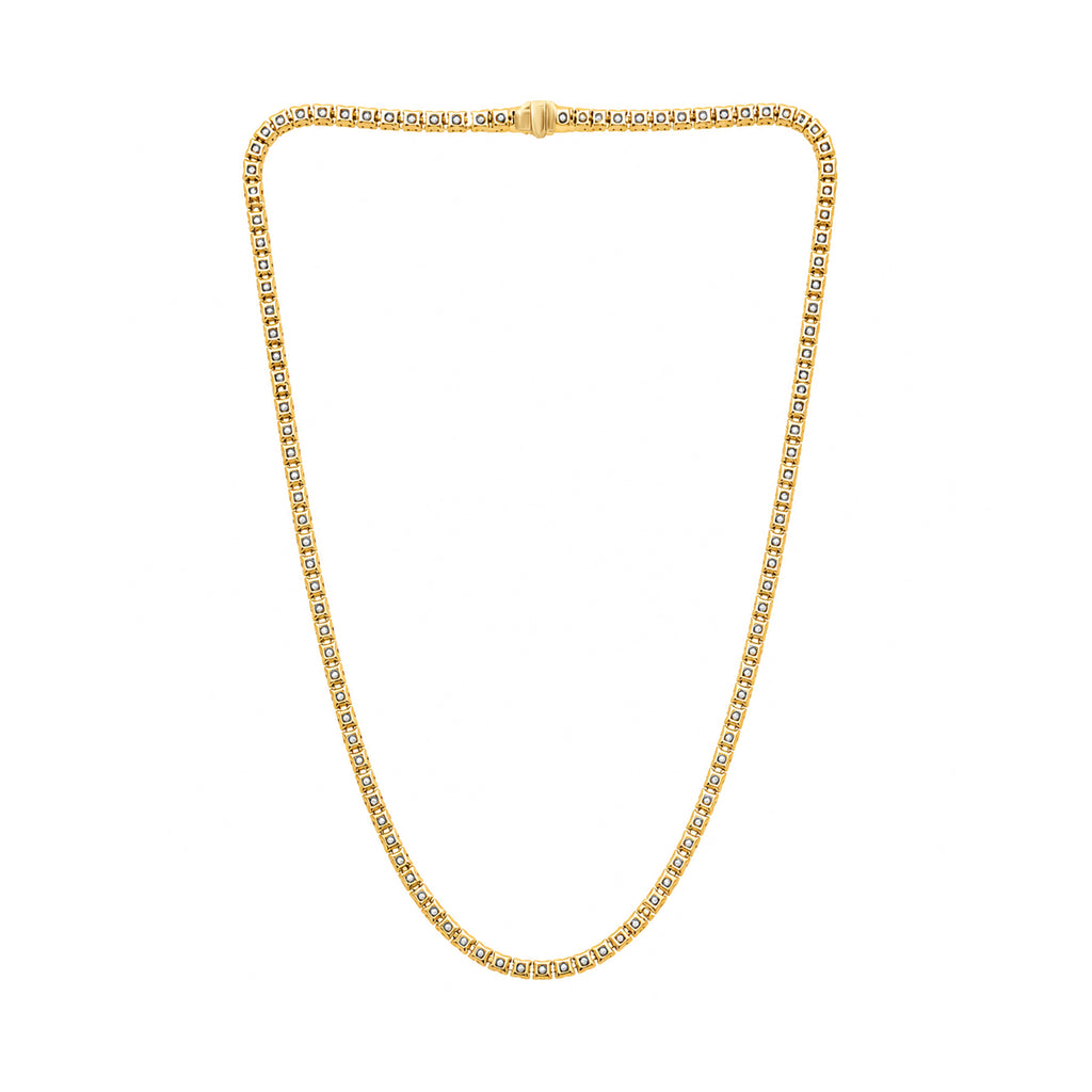 Venturant Lab Grown Diamond (F/VS+) 12.00 carat Round cut Sterling Silver Tennis Necklace - Sterling Silver | Gold over Silver