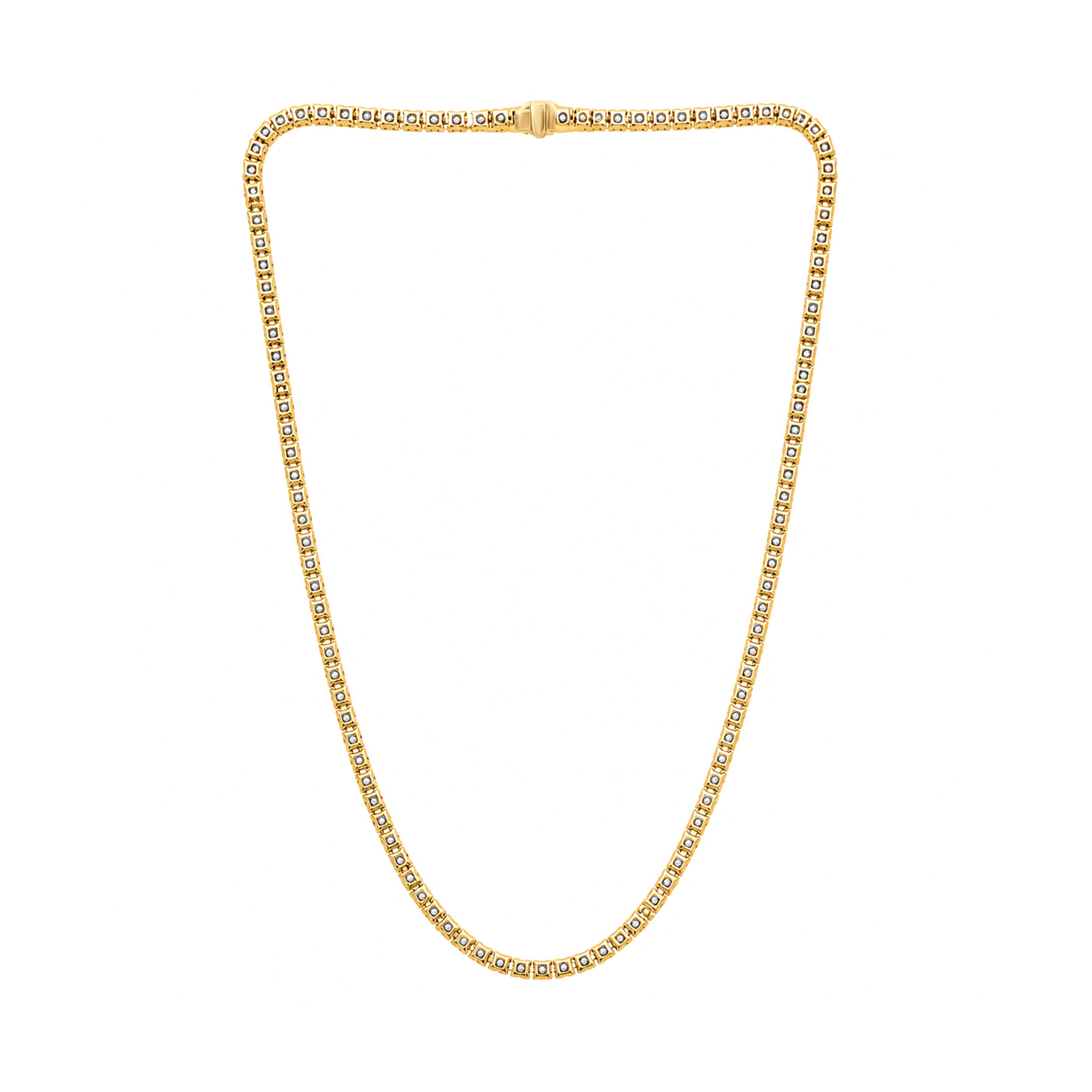 Venturant Lab Grown Diamond (F/VS+) 12.00 carat Round cut Sterling Silver Tennis Necklace - Sterling Silver | Gold over Silver