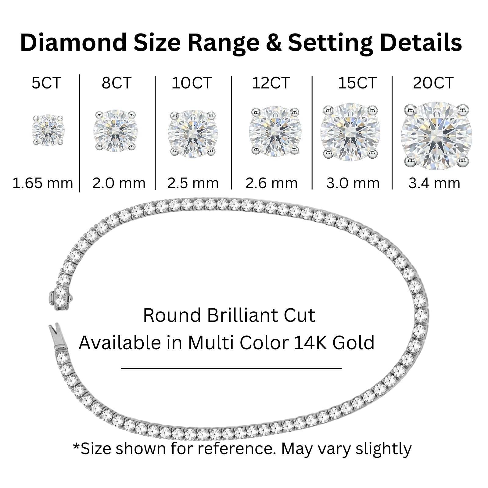 Venturant 5.00-20.00 Carat T.W. Round-cut Lab Grown Diamond (F/VS) 14K Gold Tennis Necklace - Assorted Colors & Carat