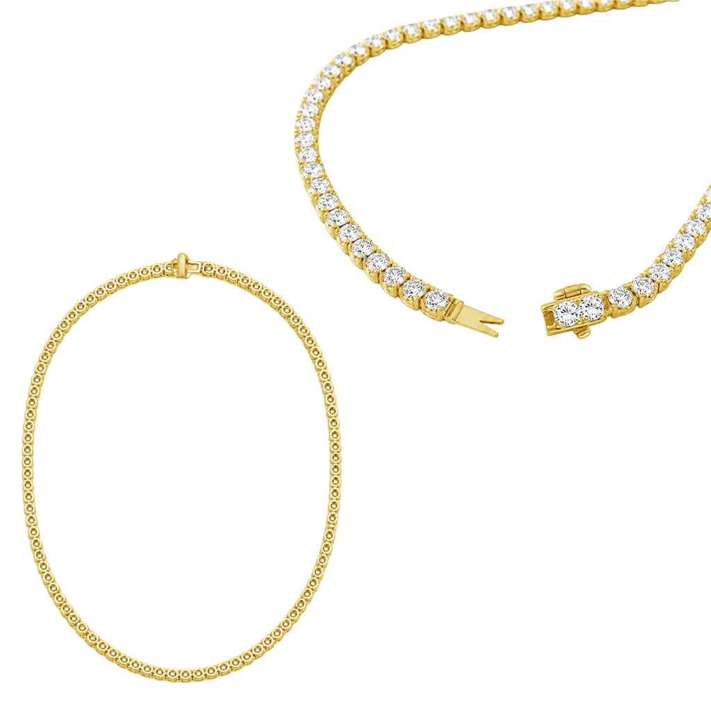 Venturant 5.00-20.00 Carat T.W. Round-cut Lab Grown Diamond (F/VS) 14K Gold Tennis Necklace - Assorted Colors & Carat