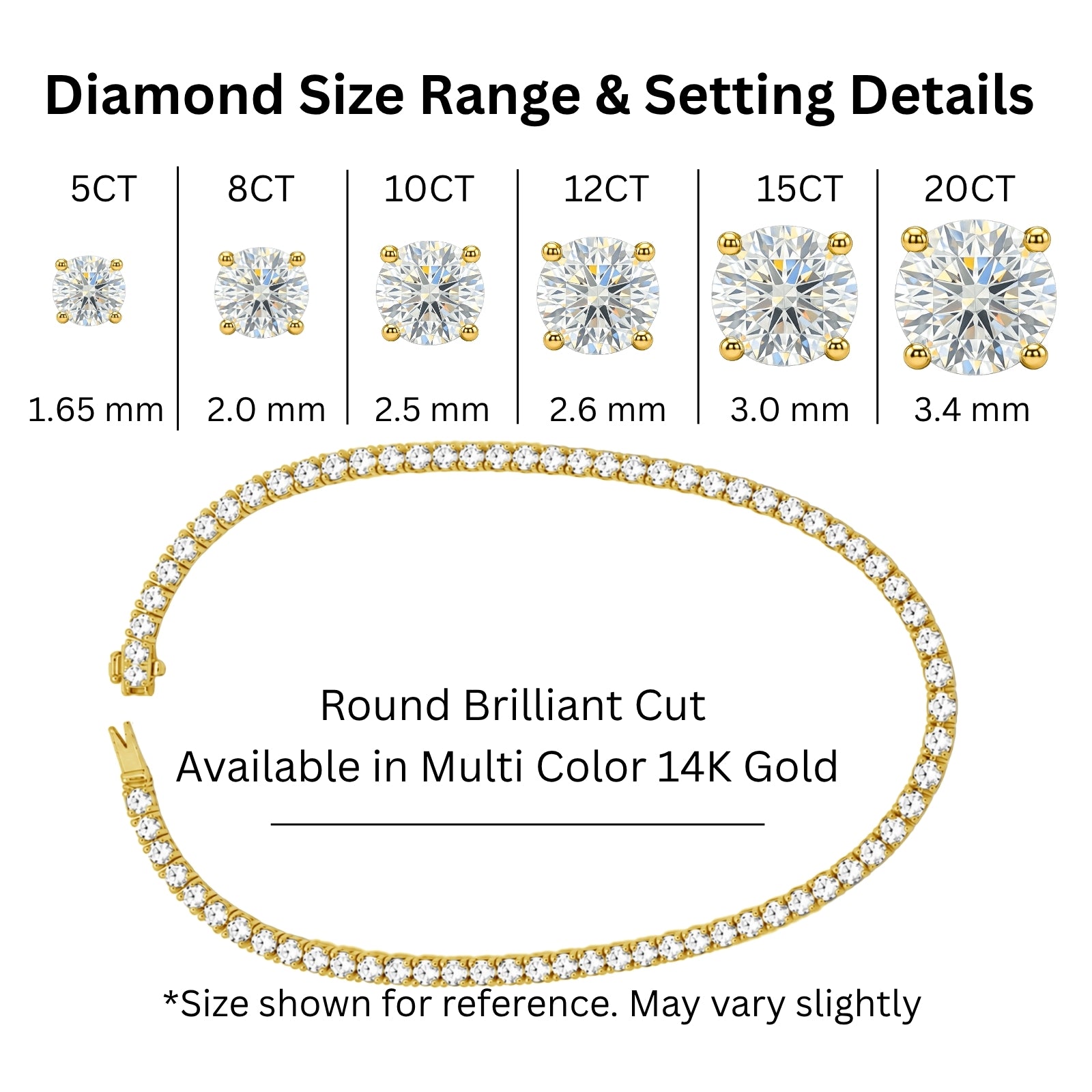Venturant 5.00-20.00 Carat T.W. Round-cut Lab Grown Diamond (F/VS) 14K Gold Tennis Necklace - Assorted Colors & Carat
