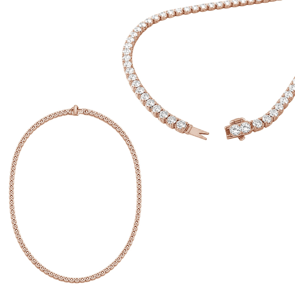Venturant 5.00-20.00 Carat T.W. Round-cut Lab Grown Diamond (F/VS) 14K Gold Tennis Necklace - Assorted Colors & Carat