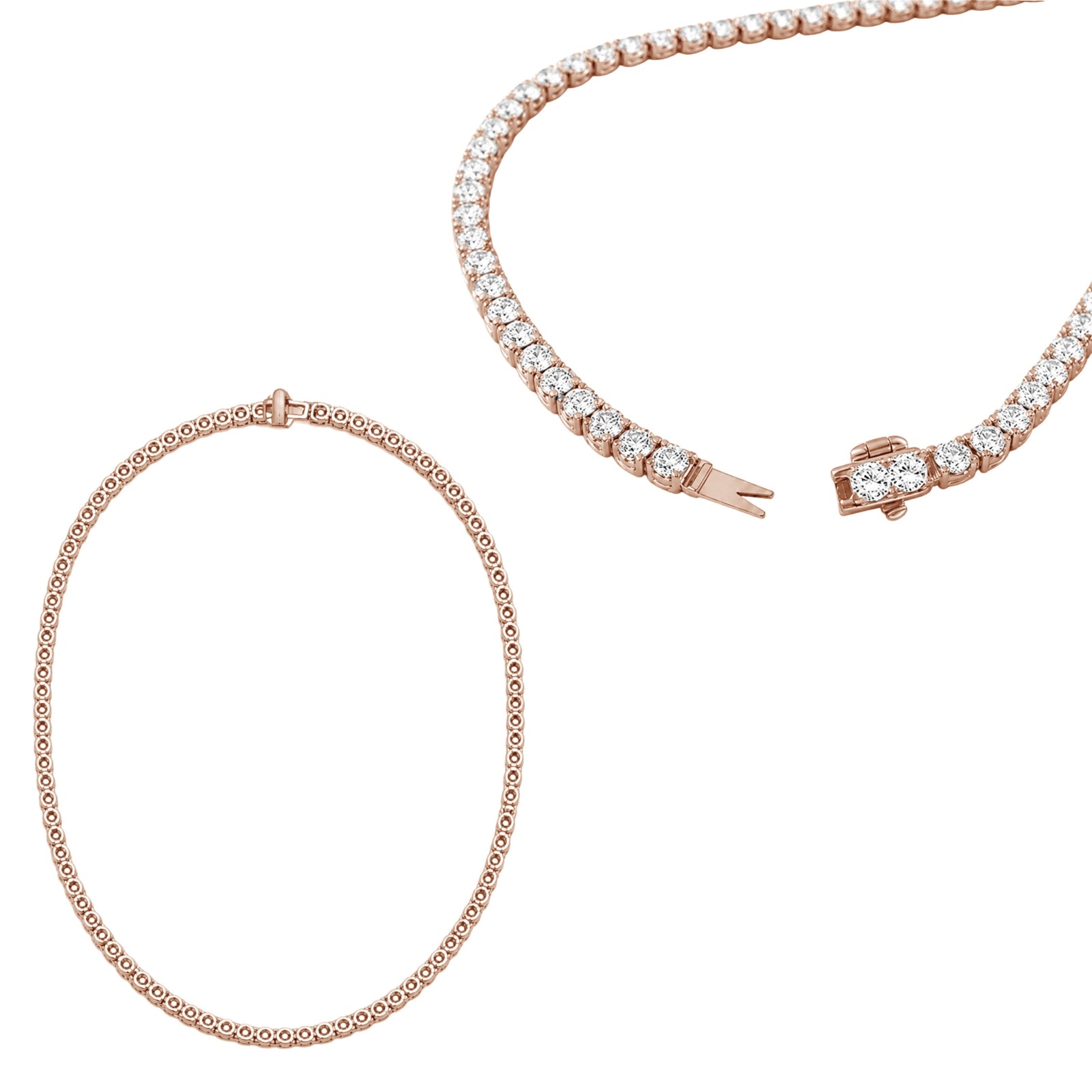 Venturant 5.00-20.00 Carat T.W. Round-cut Lab Grown Diamond (F/VS) 14K Gold Tennis Necklace - Assorted Colors & Carat