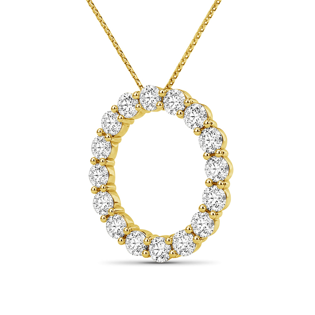 Venturant Lab Grown Diamond (F/VS+) 3.00 carat Round cut Sterling Silver Circle Pendant - Sterling Silver | Gold over Silver