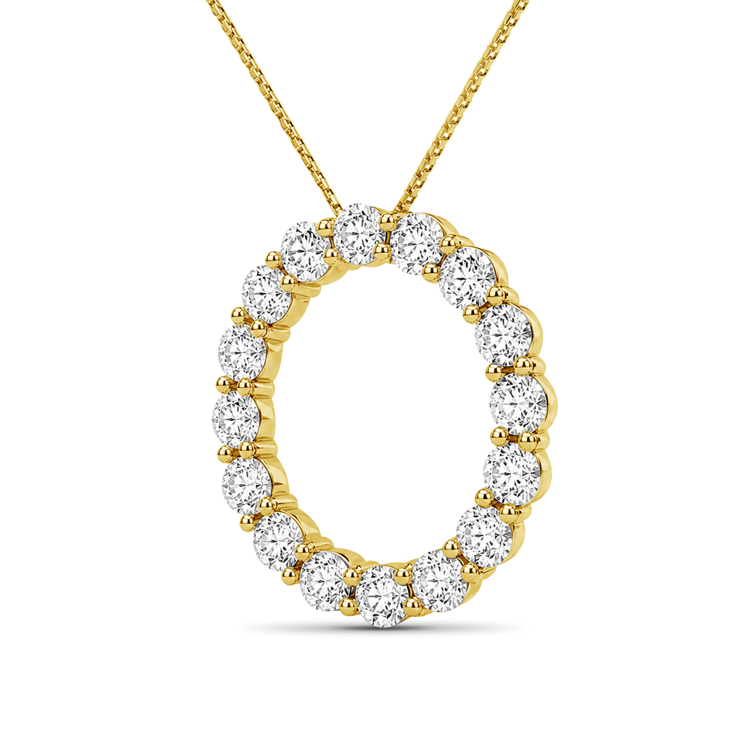 Venturant Lab Grown Diamond (F/VS+) 3.00 carat Round cut Sterling Silver Circle Pendant - Sterling Silver | Gold over Silver