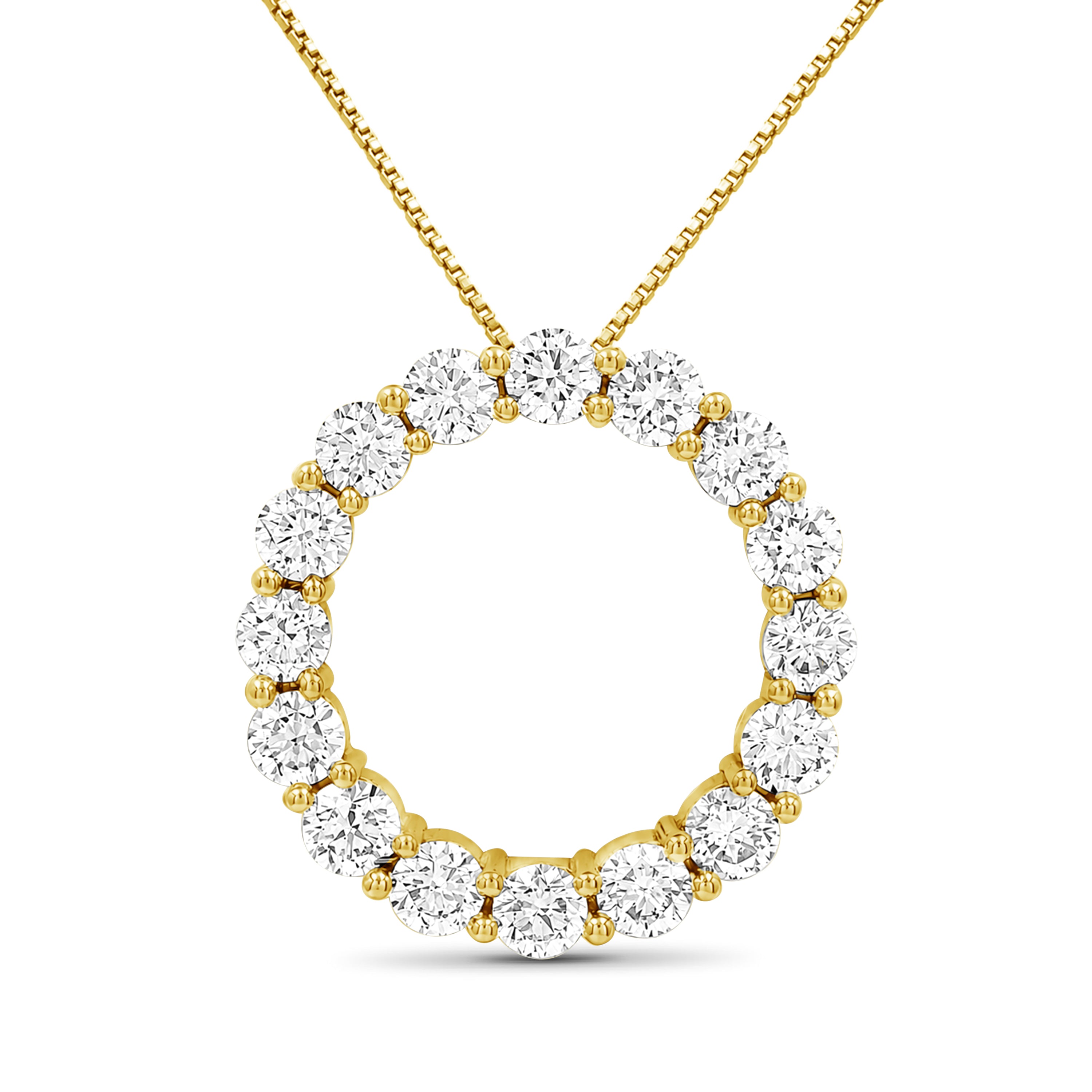 Venturant Lab Grown Diamond (F/VS+) 3.00 carat Round cut Sterling Silver Circle Pendant - Sterling Silver | Gold over Silver