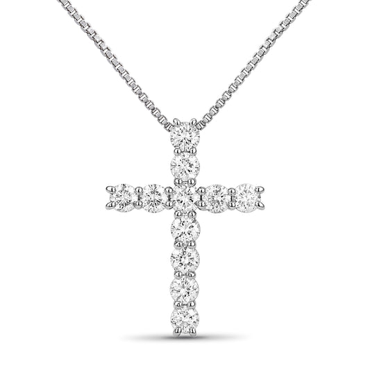 Venturant Lab Grown Diamond (F/VS+) 1.50 carat Round cut Sterling Silver Cross Pendant - Sterling Silver | Gold over Silver