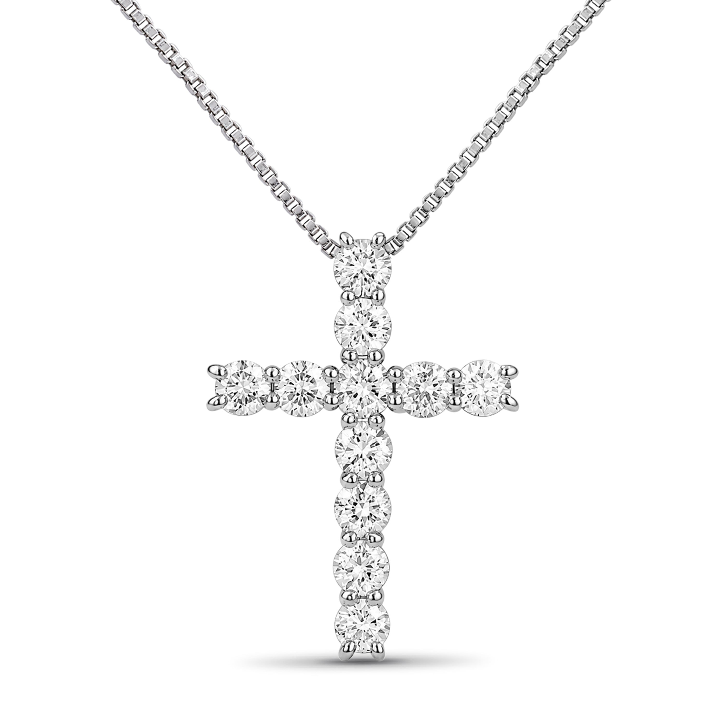 Venturant Lab Grown Diamond (F/VS+) 1.00 carat Round cut Sterling Silver Cross Pendant - Sterling Silver | Gold over Silver