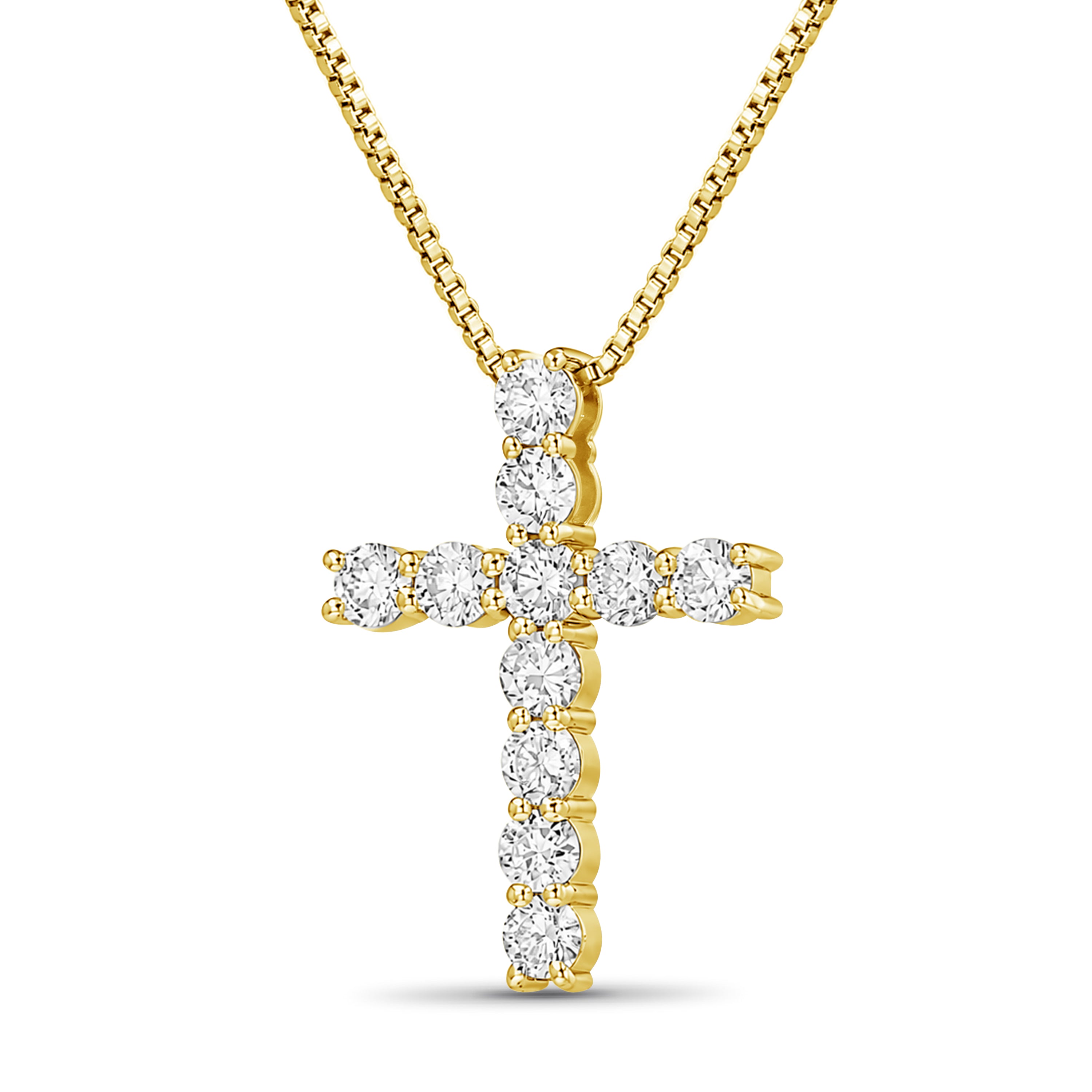 Venturant Lab Grown Diamond (F/VS+) 0.50 carat Round cut Sterling Silver Cross Pendant - Sterling Silver | Gold over Silver