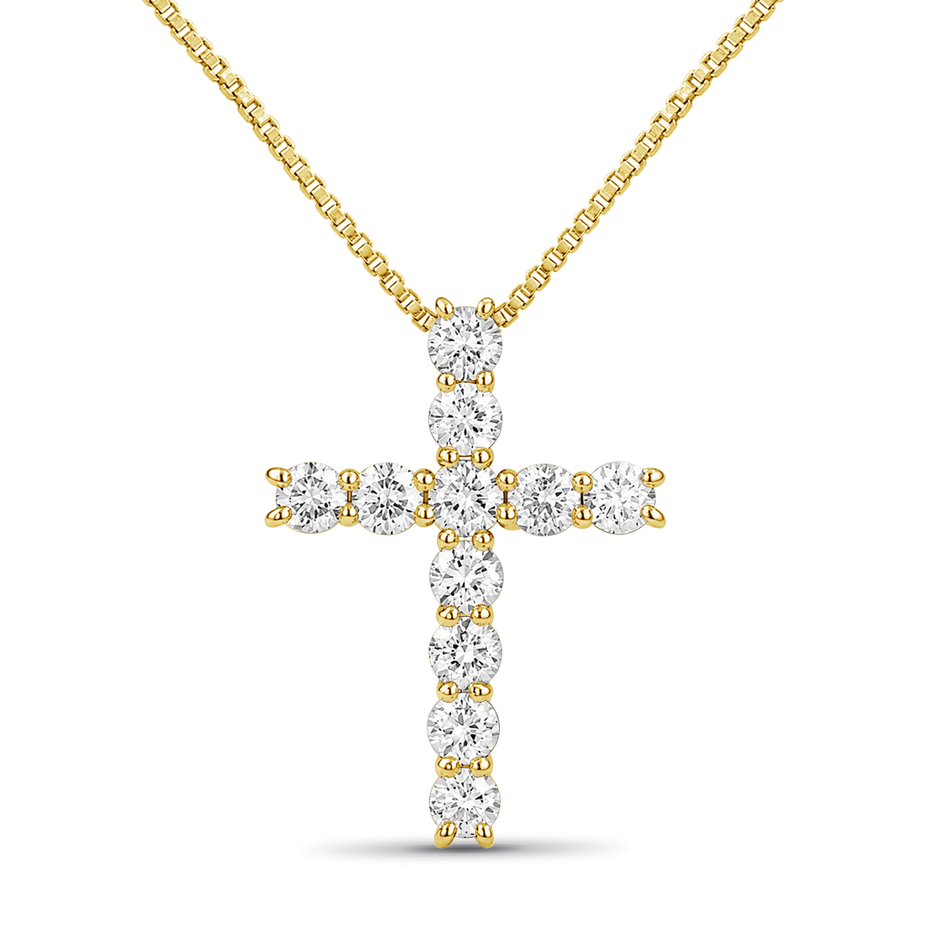 Venturant Lab Grown Diamond (F/VS+) 0.50 carat Round cut Sterling Silver Cross Pendant - Sterling Silver | Gold over Silver