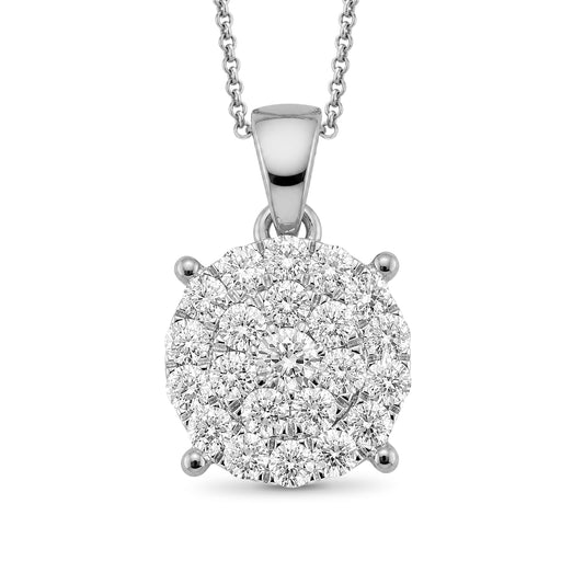 Venturant Lab Grown Diamond (F/VS+) 1.00 carat Round cut Sterling Silver Cluster Pendant - Sterling Silver | Gold over Silver