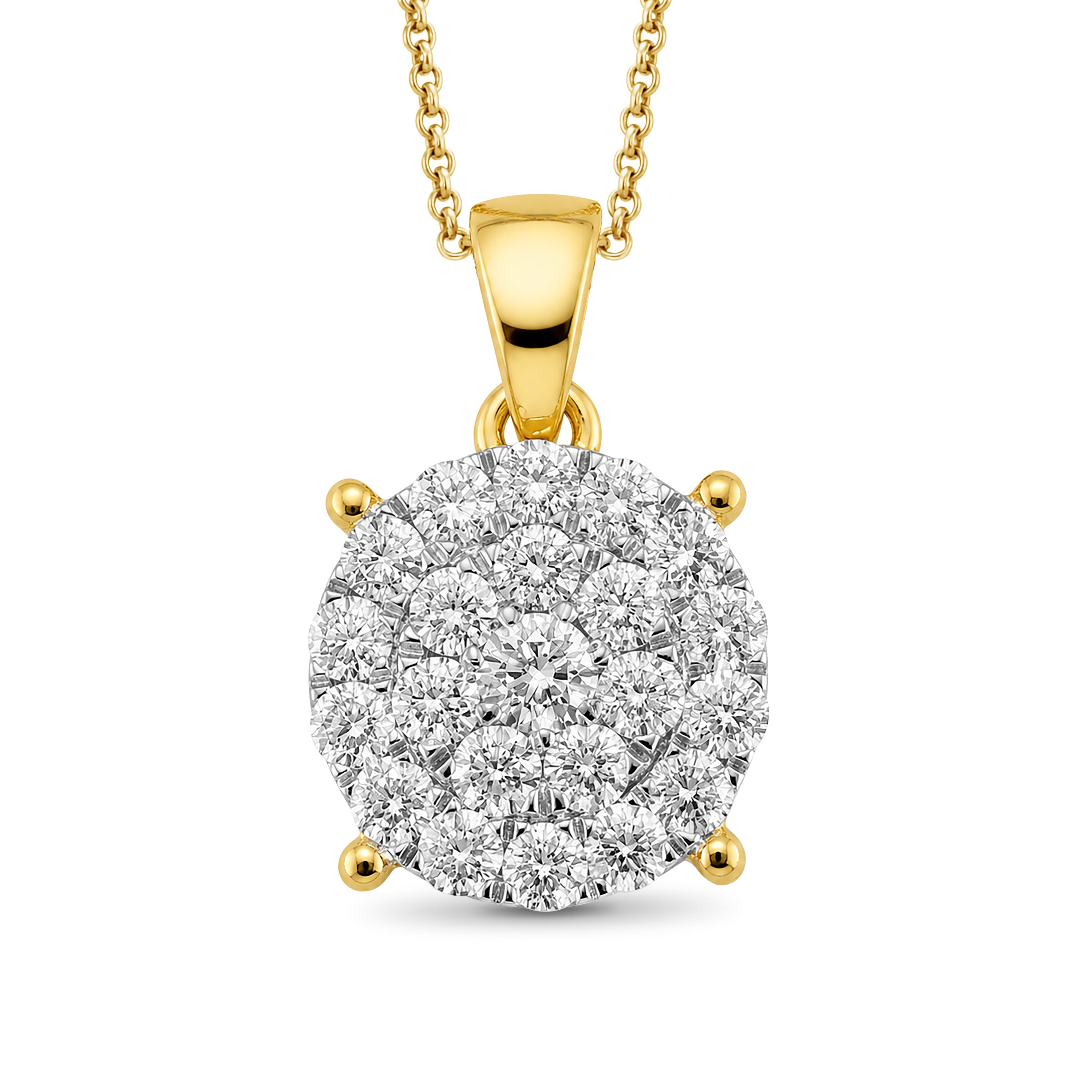 Venturant Lab Grown Diamond (F/VS+) 1.00 carat Round cut Sterling Silver Cluster Pendant - Sterling Silver | Gold over Silver