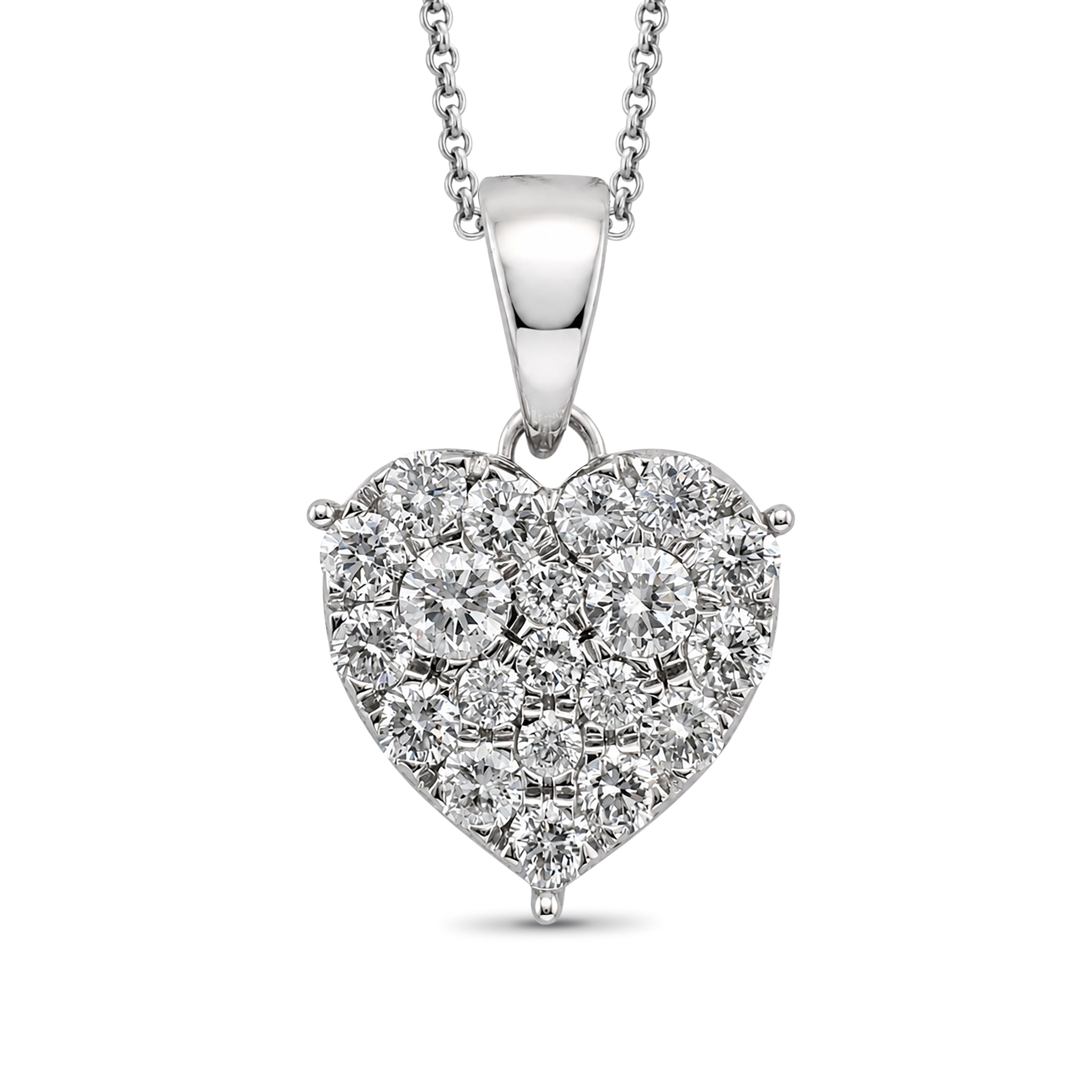 Venturant Lab Grown Diamond (F/VS+) 1.00 carat Round cut Sterling Silver Heart Pendant - Sterling Silver | Gold over Silver
