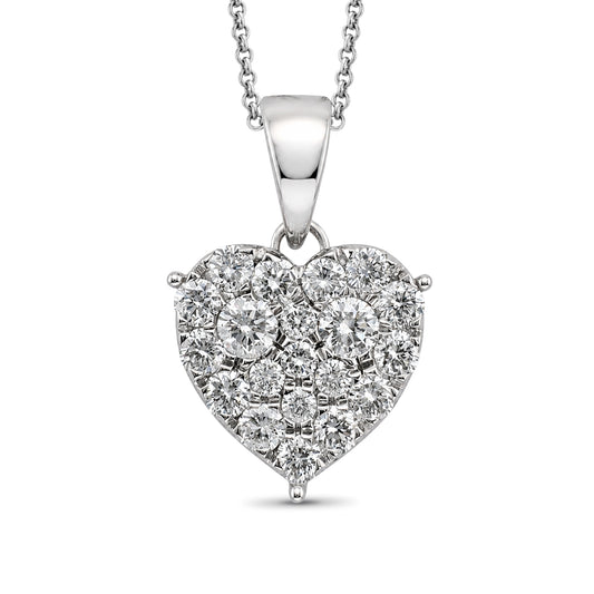 Venturant Lab Grown Diamond (F/VS+) 1.00 carat Round cut Sterling Silver Heart Pendant - Sterling Silver | Gold over Silver