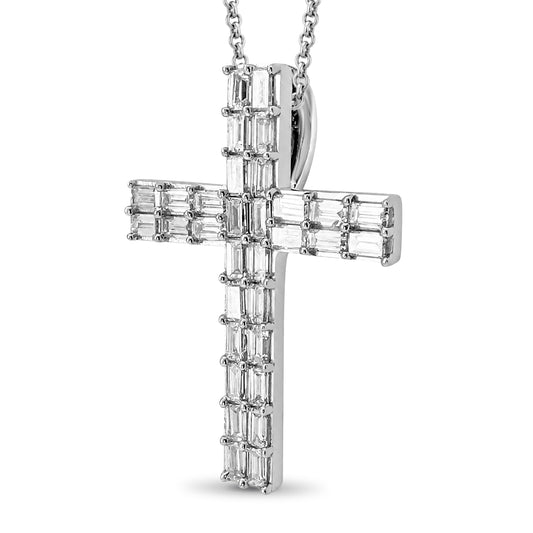 Venturant Lab Grown Diamond (F/VS+) 1.00 carat Round cut Sterling Silver Cross Pendant - Sterling Silver | Gold over Silver