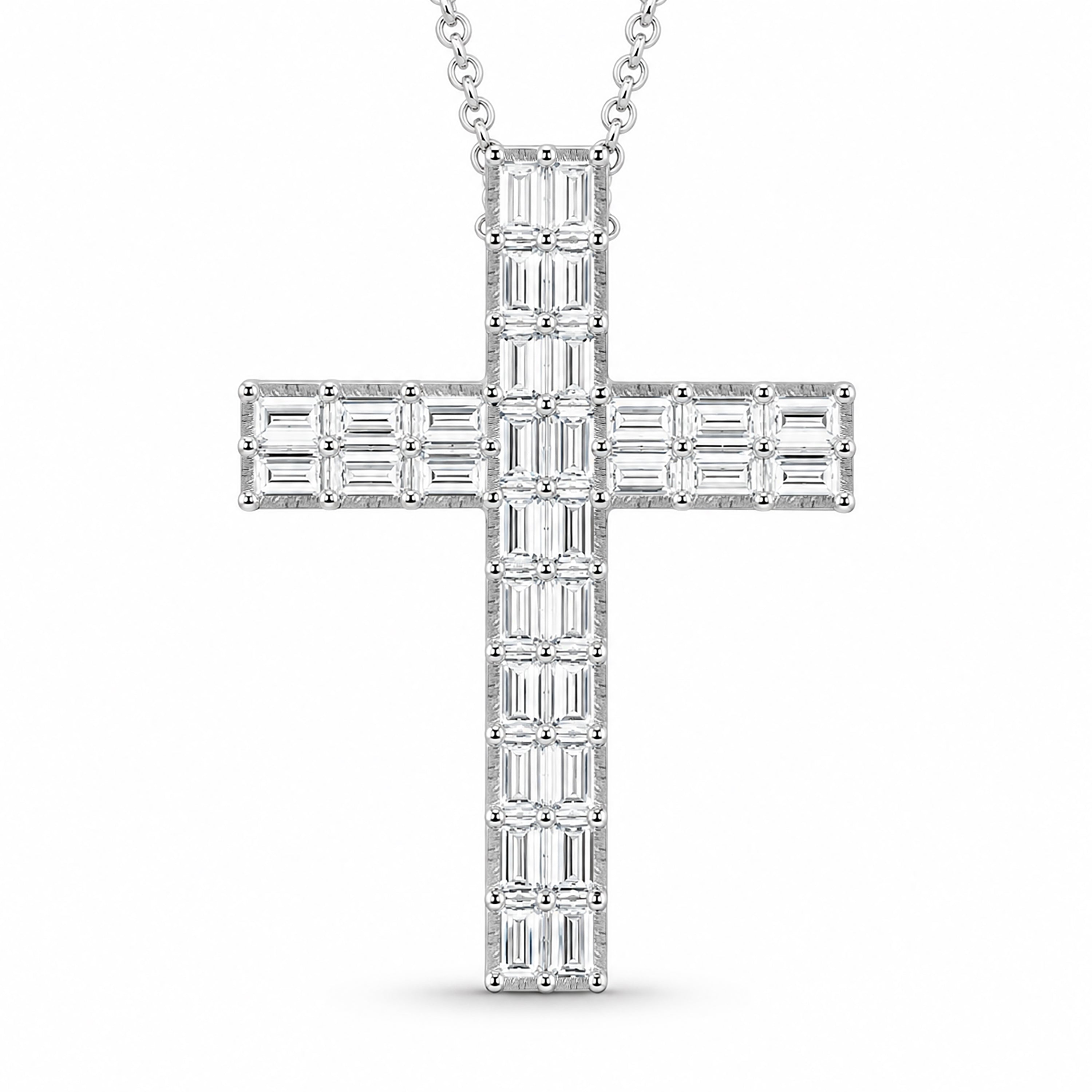 Venturant Lab Grown Diamond (F/VS+) 1.00 carat Round cut Sterling Silver Cross Pendant - Sterling Silver | Gold over Silver