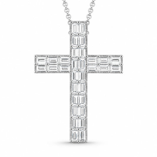 Venturant Lab Grown Diamond (F/VS+) 1.00 carat Round cut Sterling Silver Cross Pendant - Sterling Silver | Gold over Silver