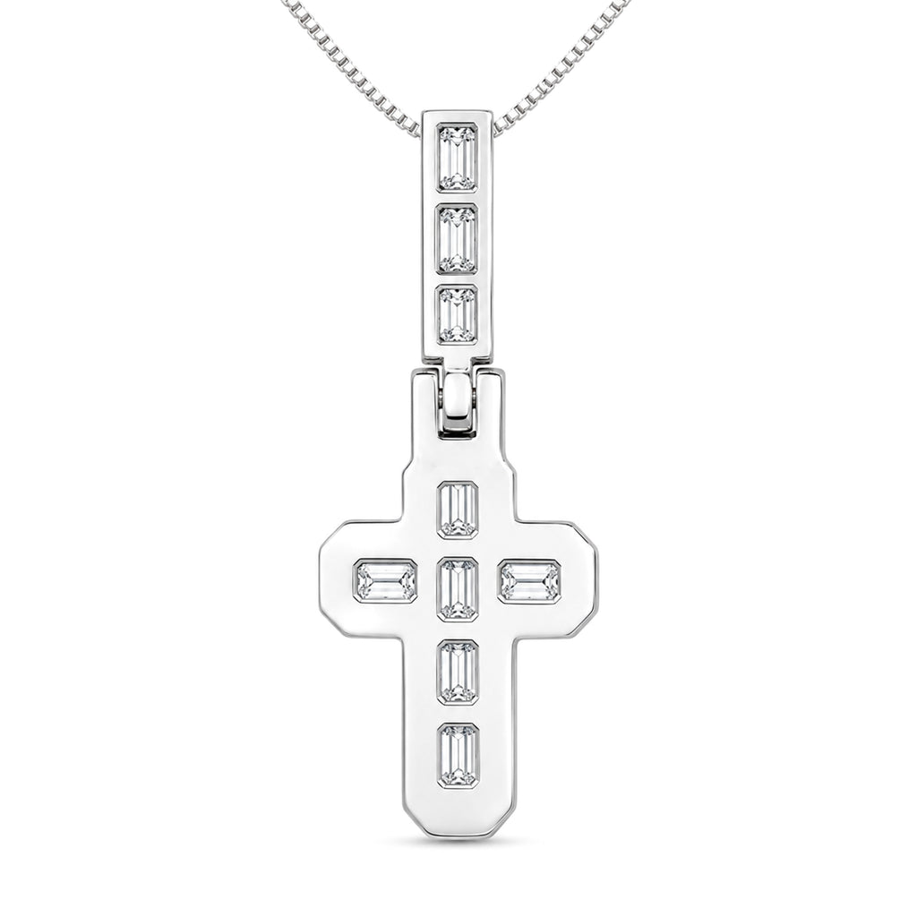 Venturant Lab Grown Diamond (F/VS+) 4.00 carat Round cut Sterling Silver Cross Pendant - Sterling Silver | Gold over Silver